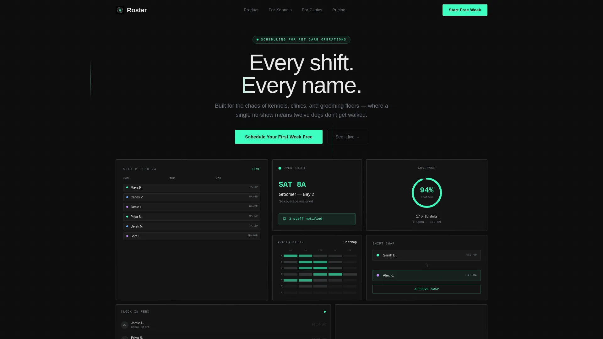 Pet Care Staff Scheduling Landing Page Template