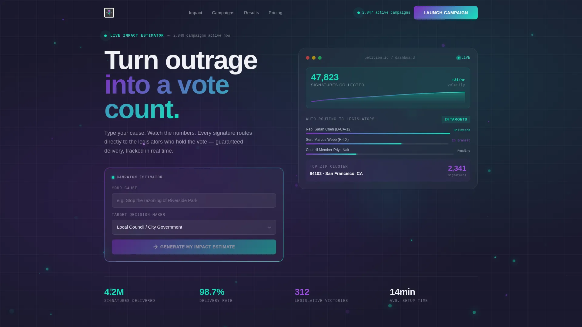 Advocacy Landing Page Template - Dashboard Pro