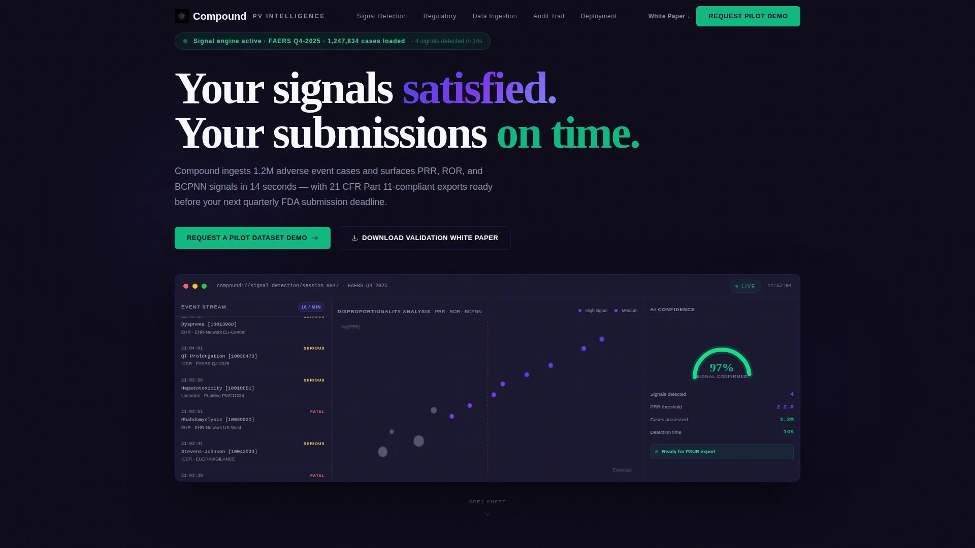 Pharmacovigilance AI Analytics Landing Page Template