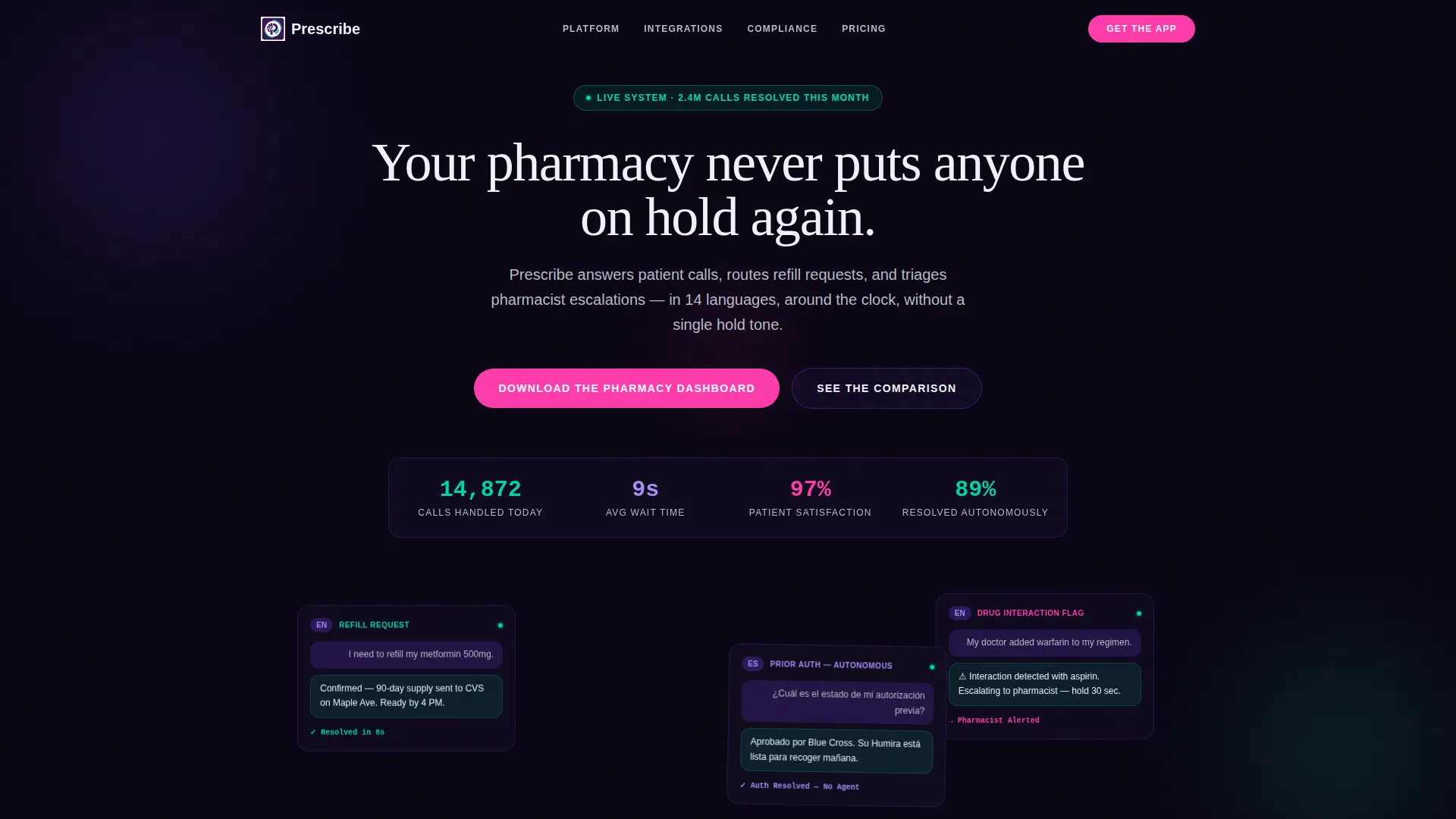 Pharmaceutical AI Customer Service Landing Page