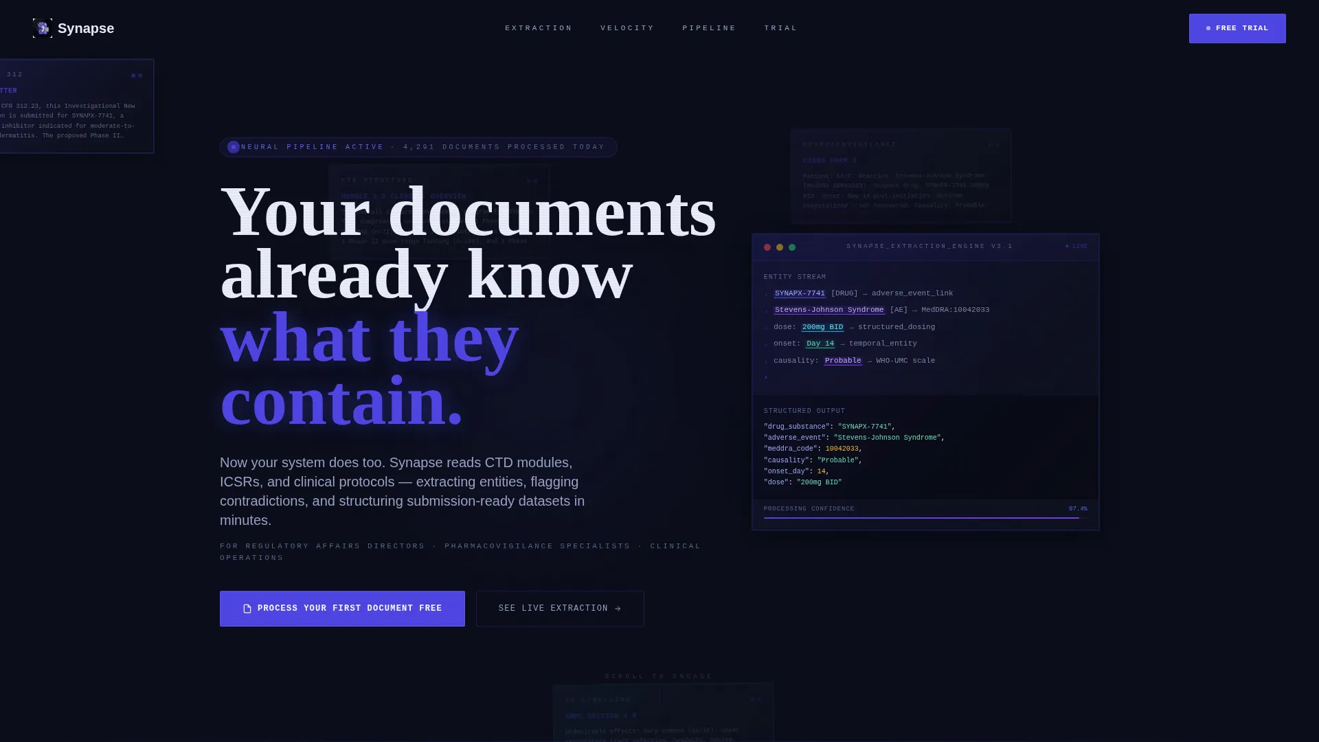 Pharmaceutical AI Document Processing Landing Page