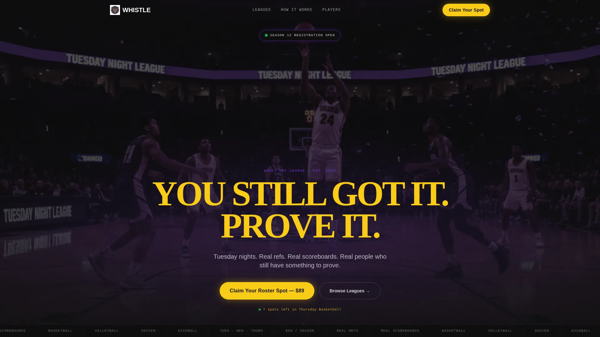Adult Rec League Landing Page Template