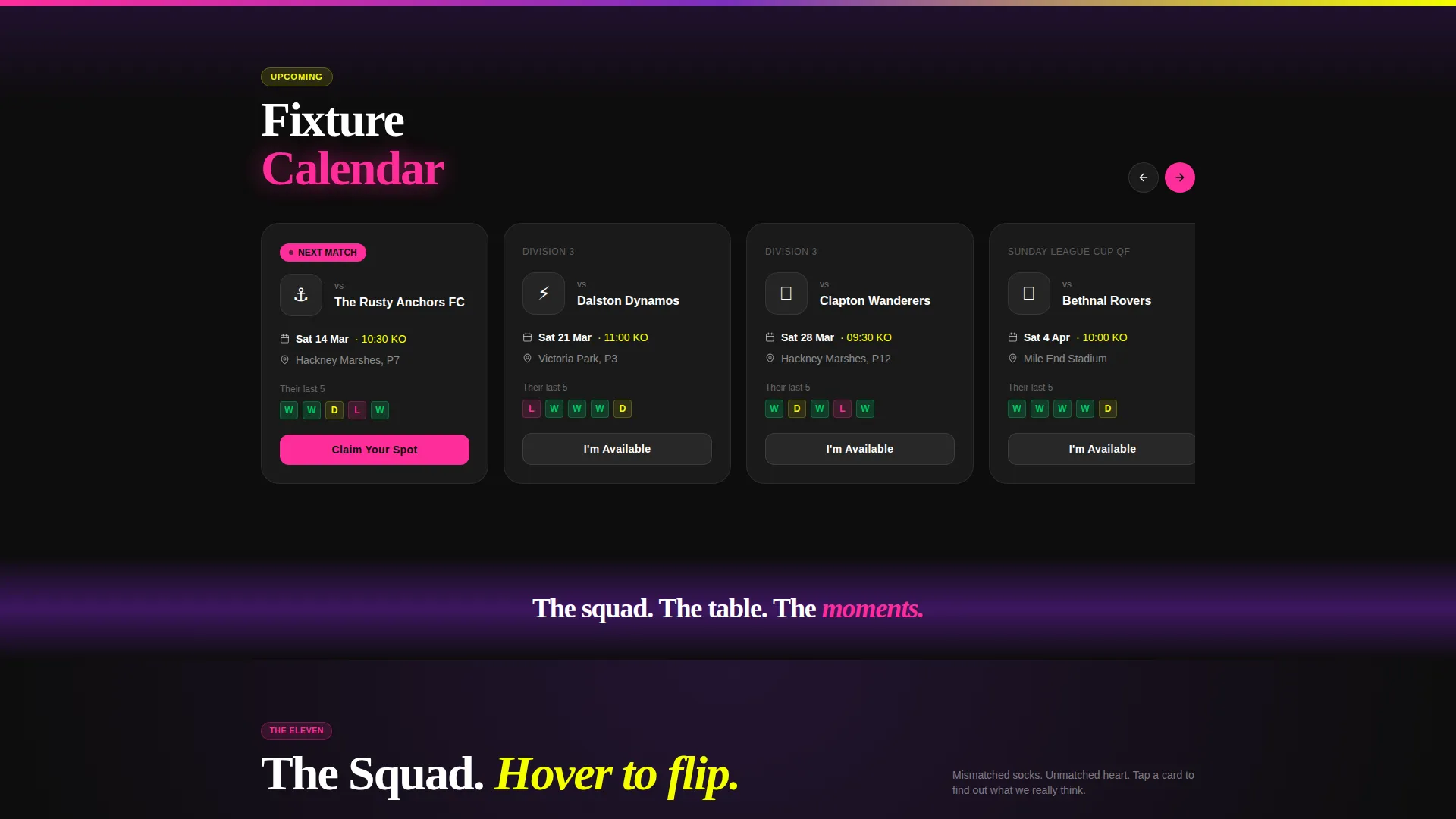 Sports Club Event Registration Landing Page