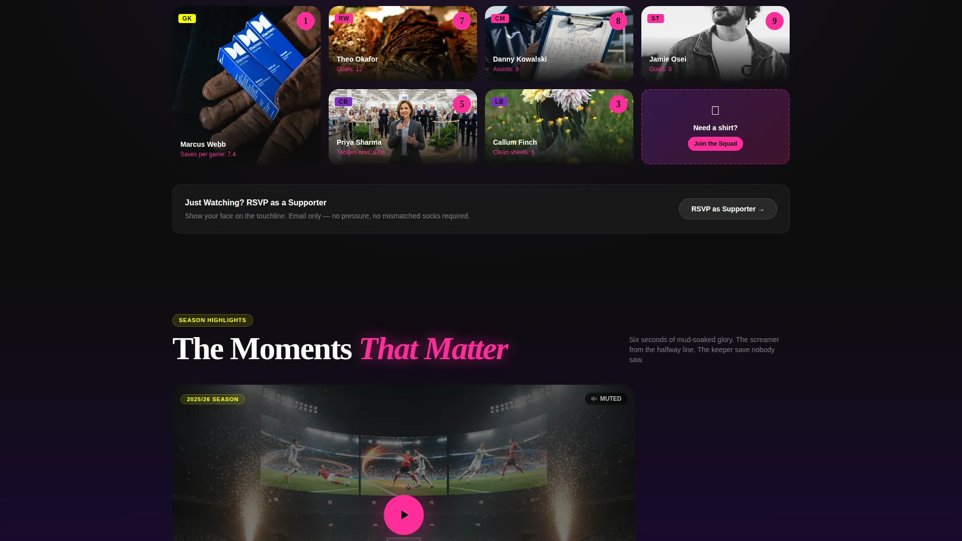 Sports Club Event Registration Landing Page