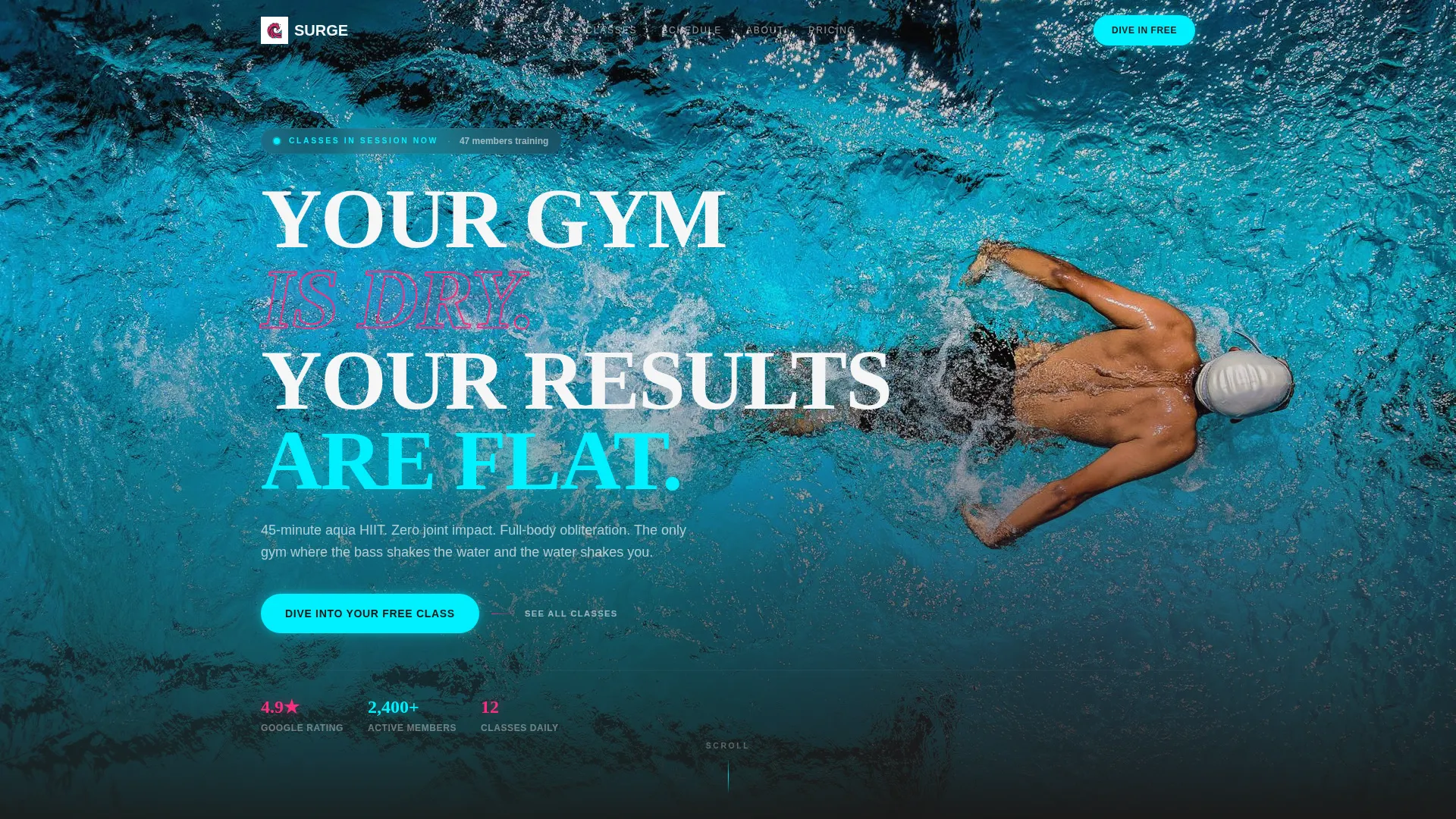 Aqua Fitness Center Landing Page Template