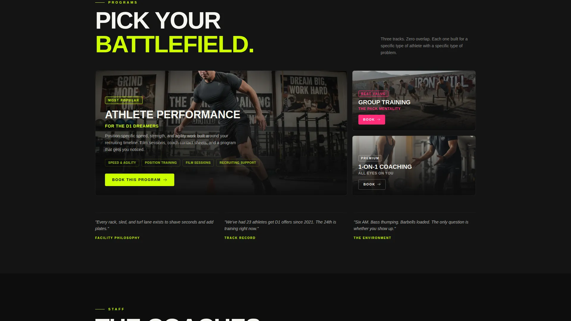 Athletic Training Facility Landing Page Template