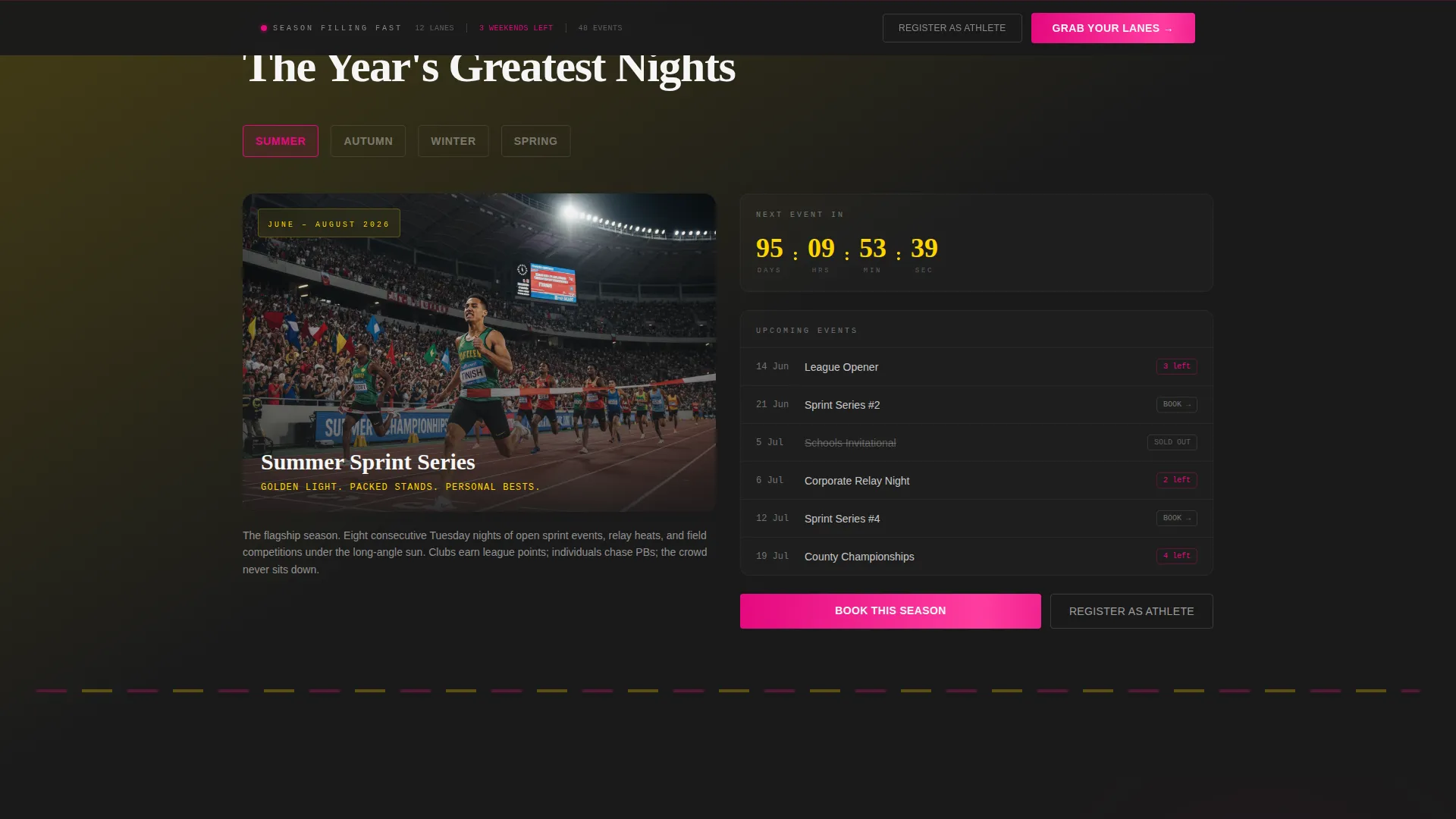 Athletics Stadium Landing Page Template