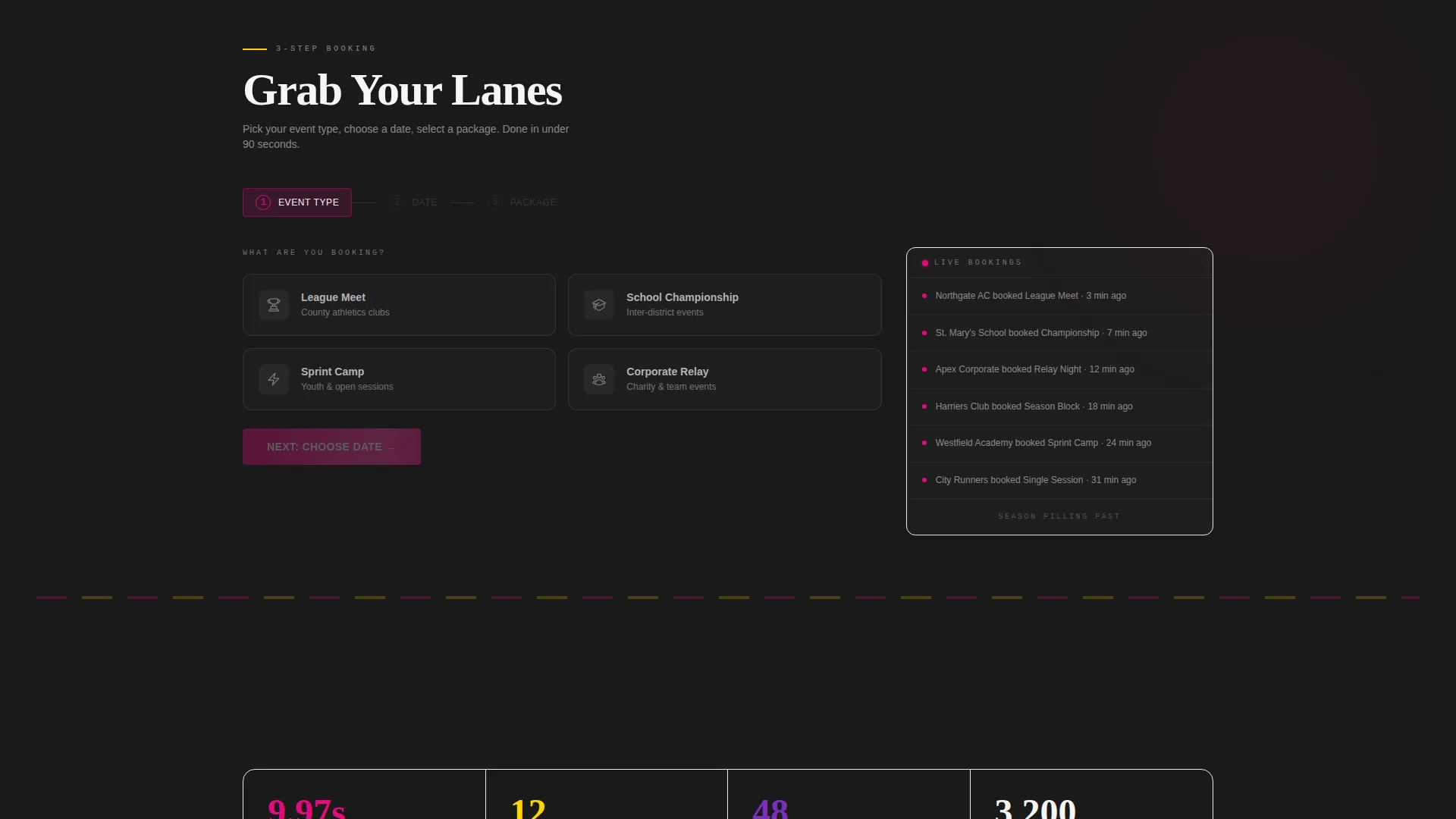 Athletics Stadium Landing Page Template