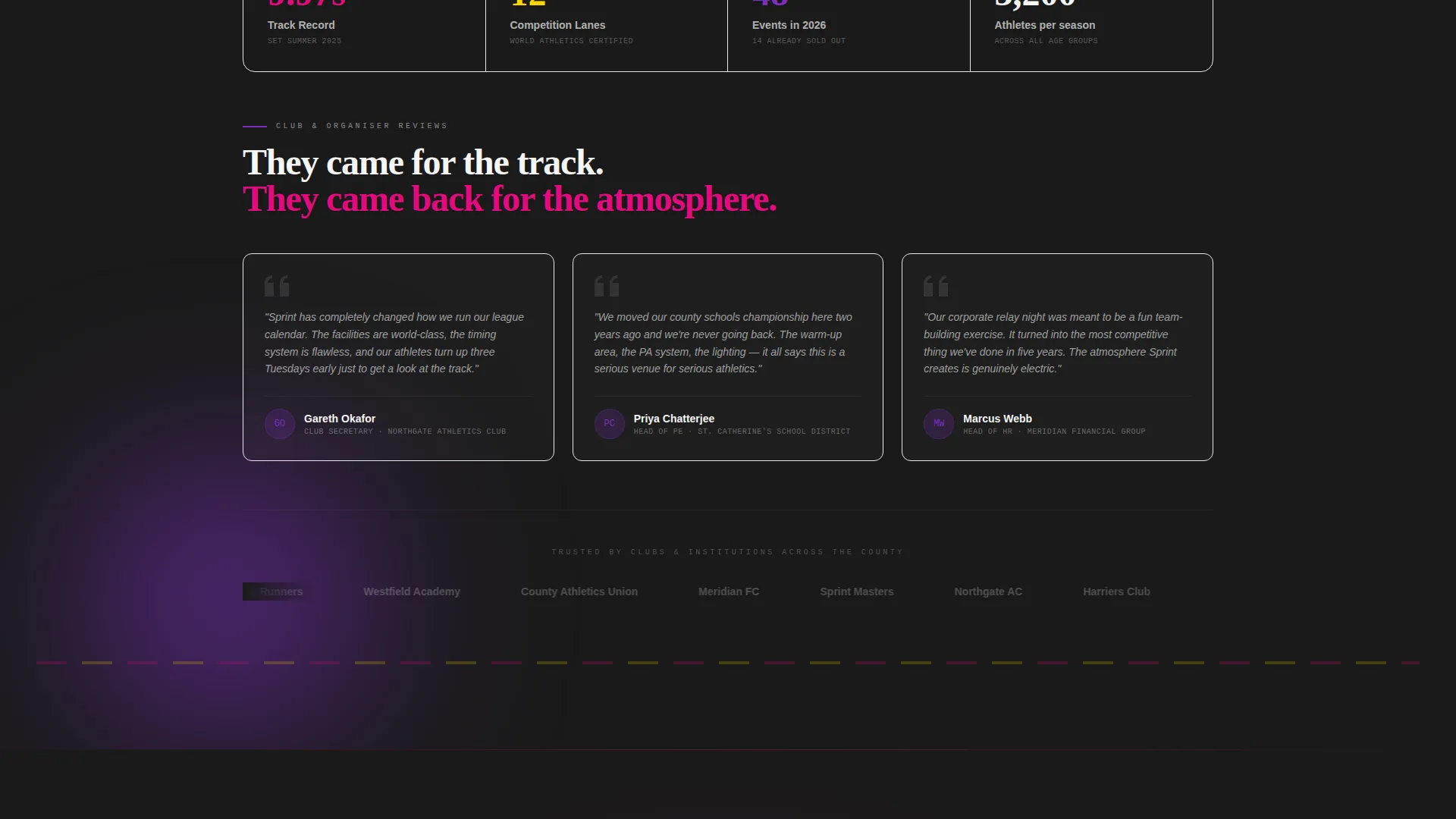 Athletics Stadium Landing Page Template