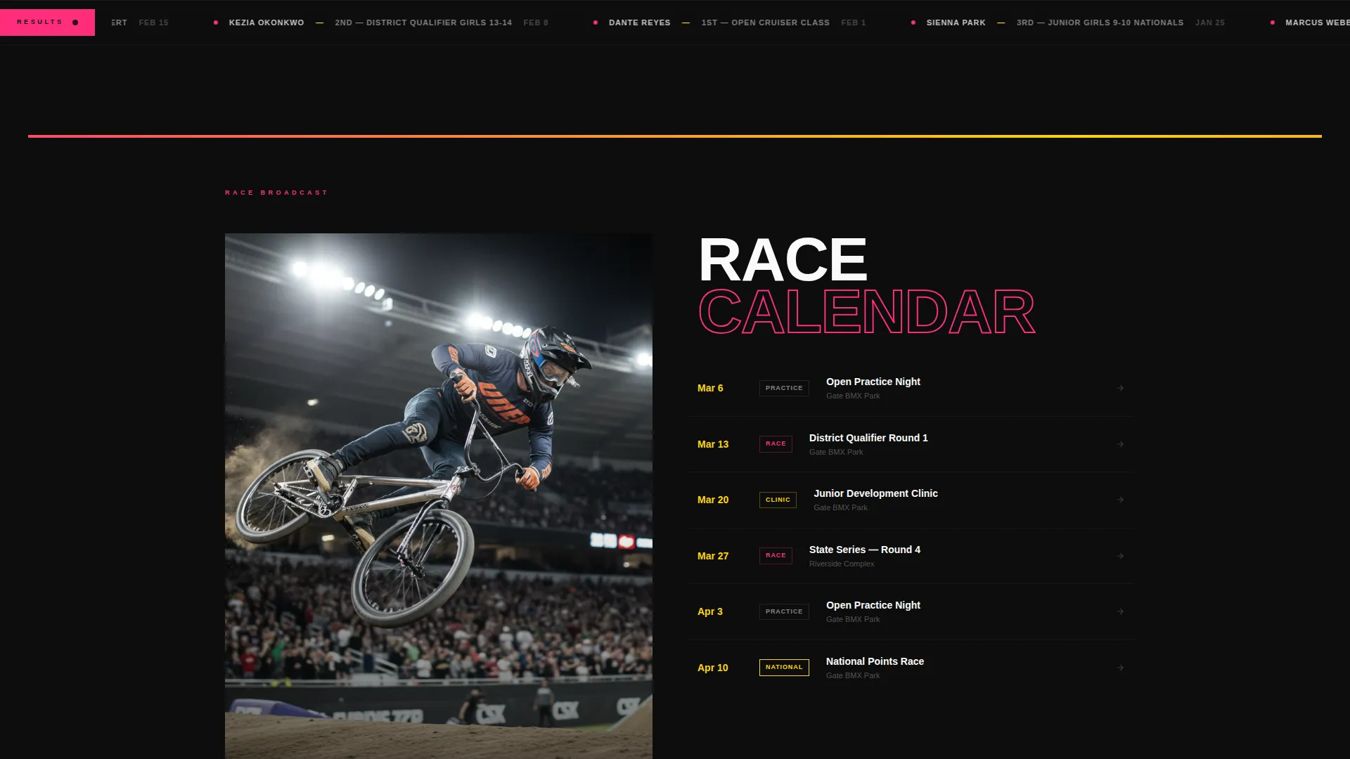 BMX Club Landing Page Template - Register to Ride