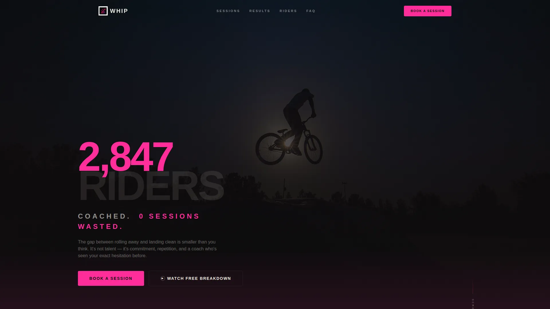 BMX Coaching Landing Page Template | Book Sessions Fast