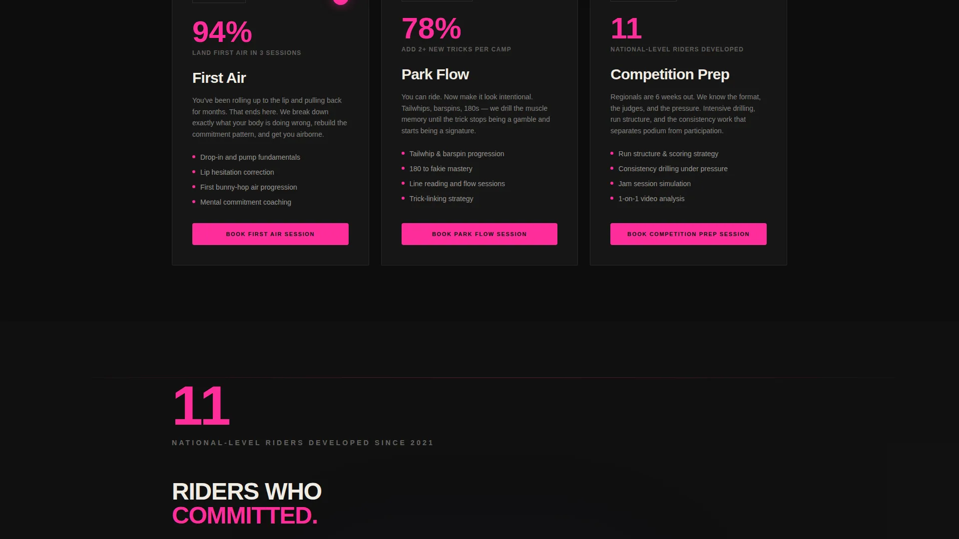 BMX Coaching Landing Page Template | Book Sessions Fast