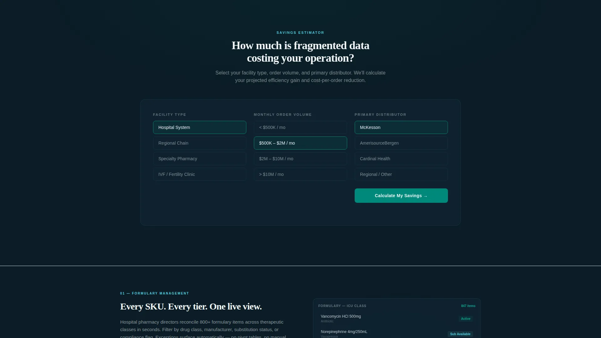 Specialist Pharmaceutical Software & SaaS Cost Estimator Website Template