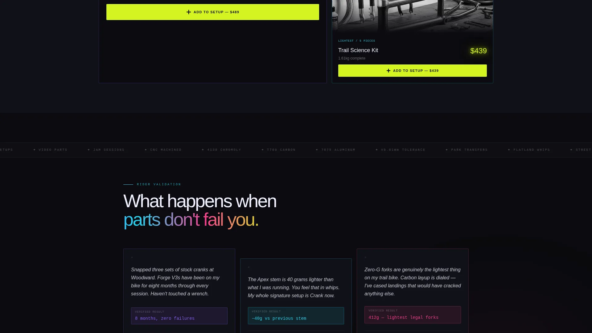 BMX Landing Page Template - Direct Sales for Parts Brands