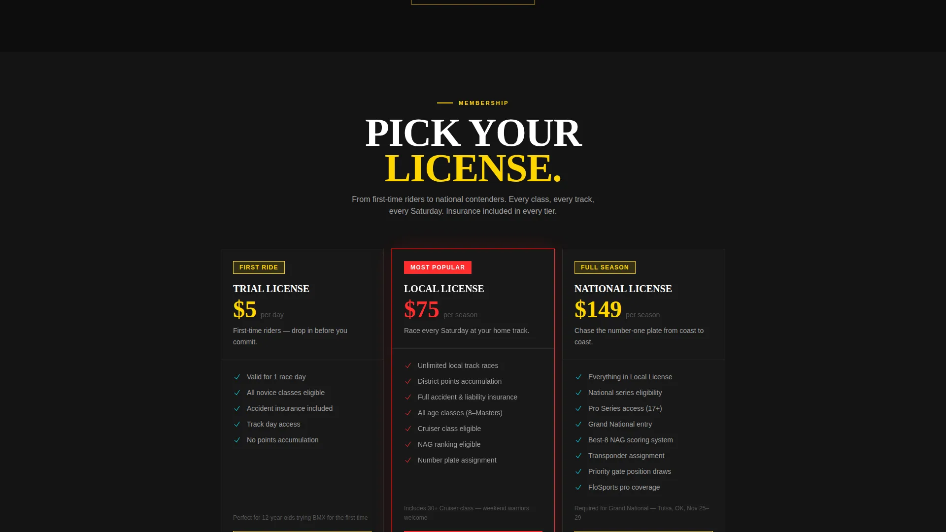 BMX League Landing Page Template
