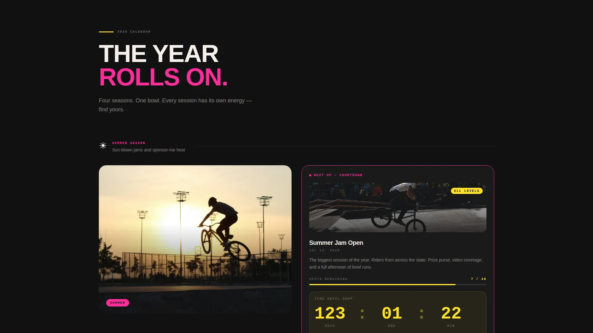 BMX Venue Event Registration Landing Page Template