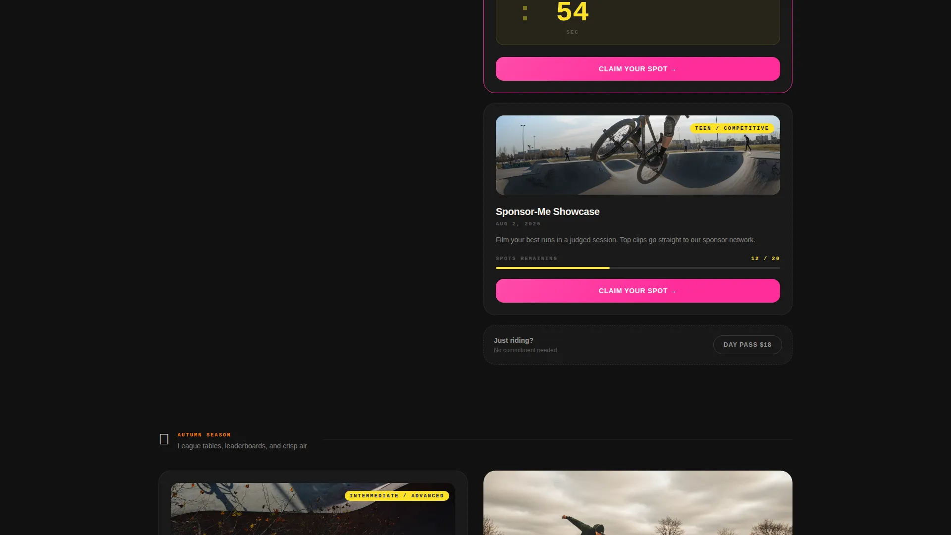 BMX Venue Event Registration Landing Page Template