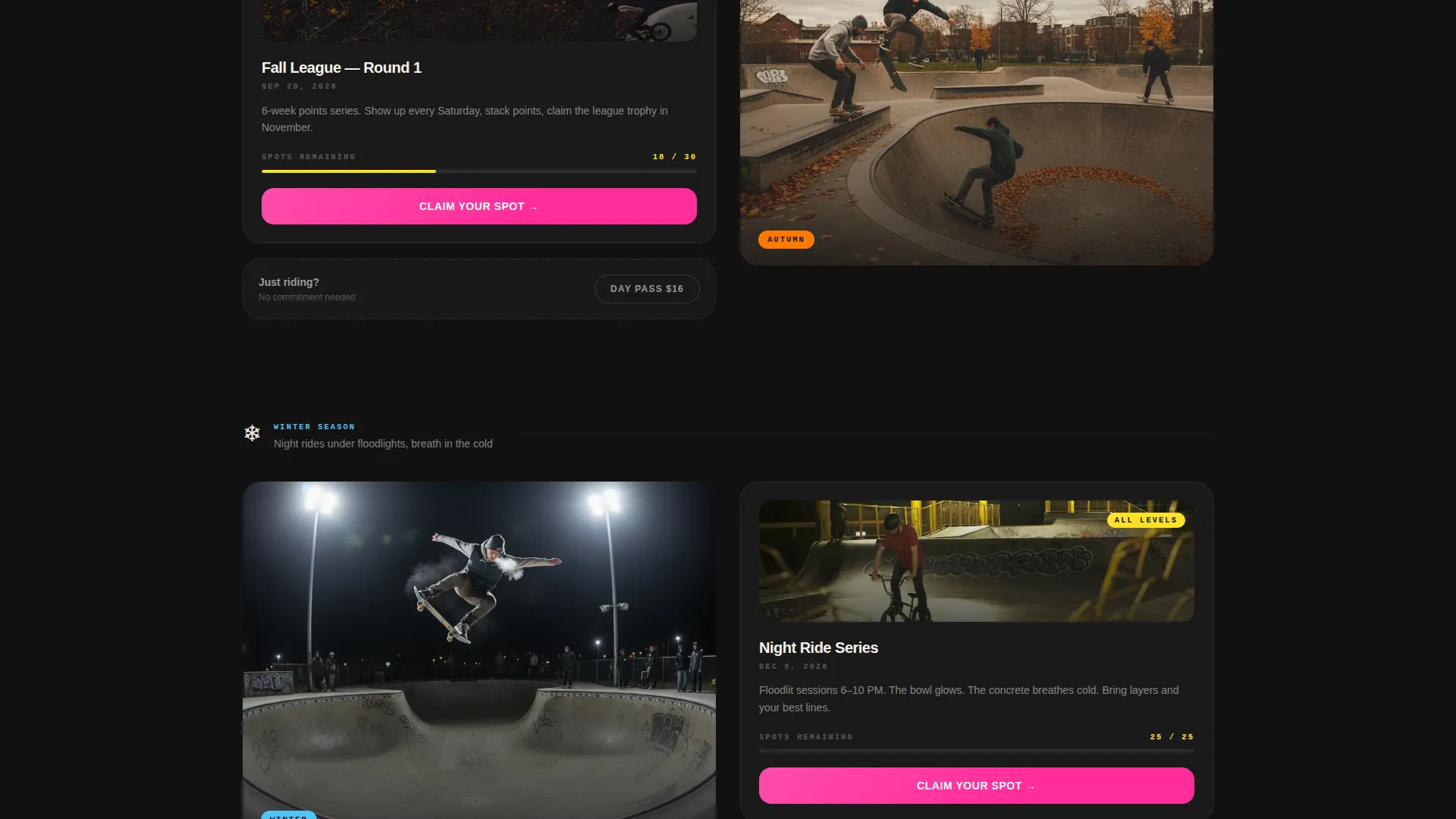 BMX Venue Event Registration Landing Page Template