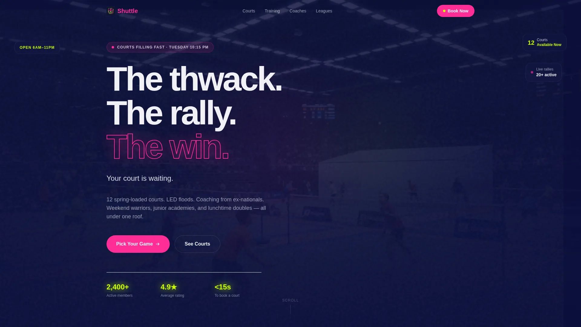 Badminton Center Landing Page Template