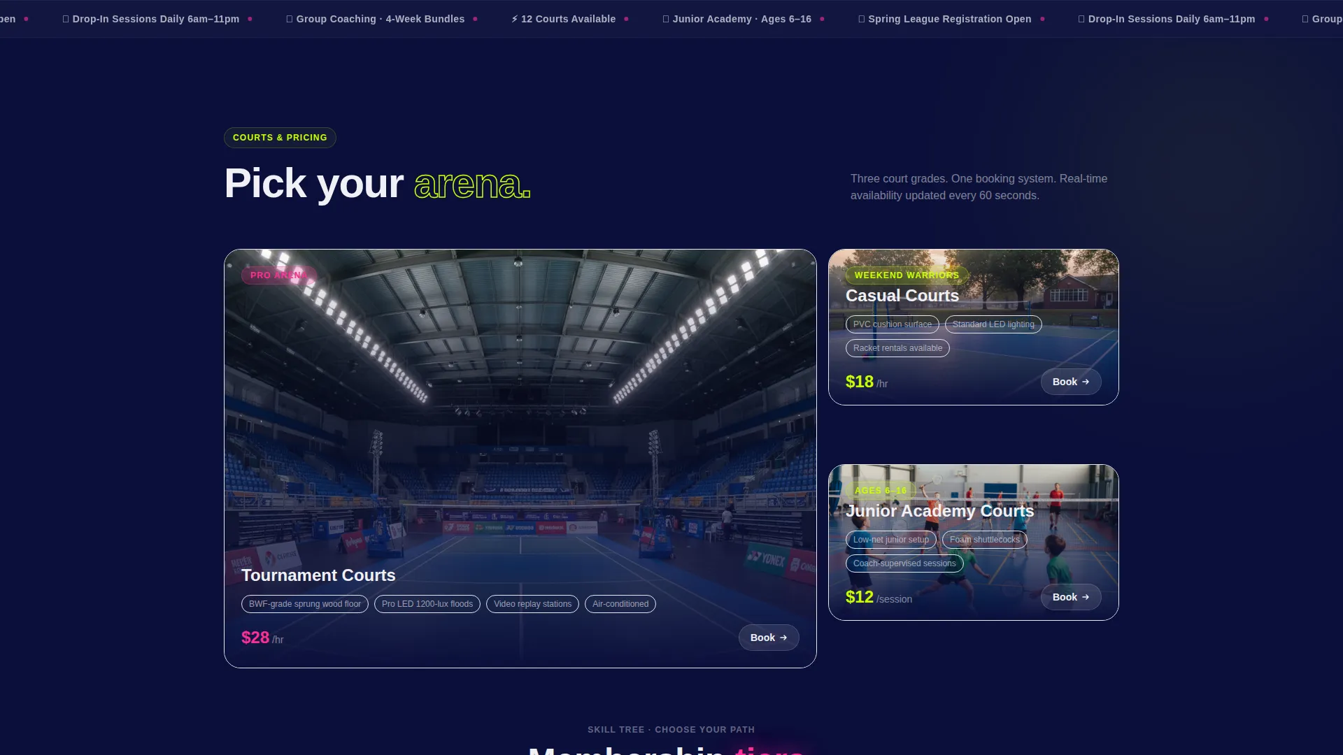Badminton Center Landing Page Template