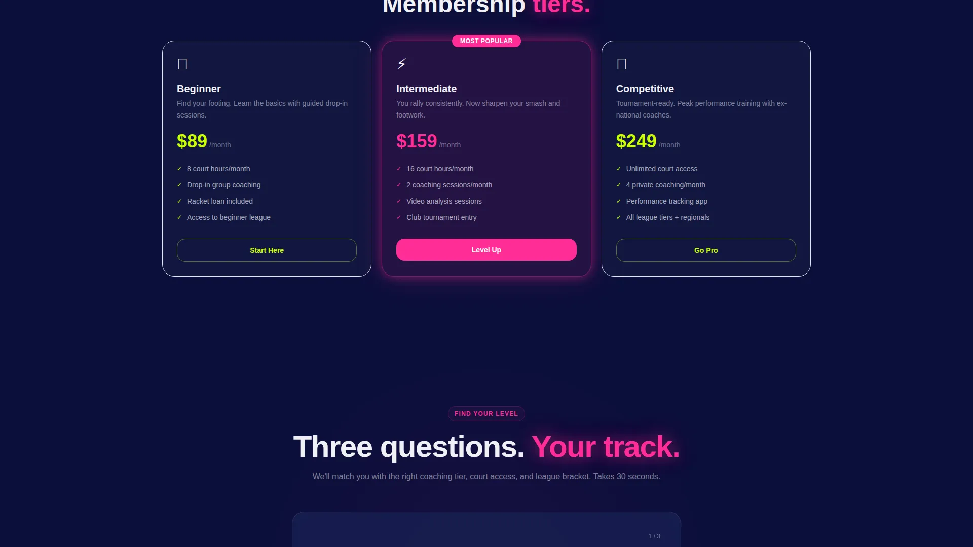 Badminton Center Landing Page Template
