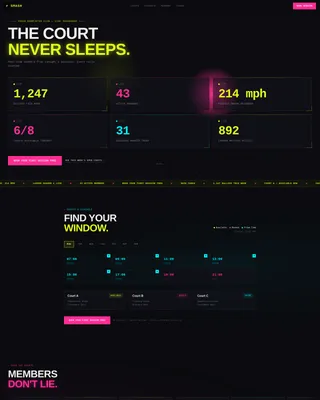 Badminton Club Landing Page Template with Neon Design