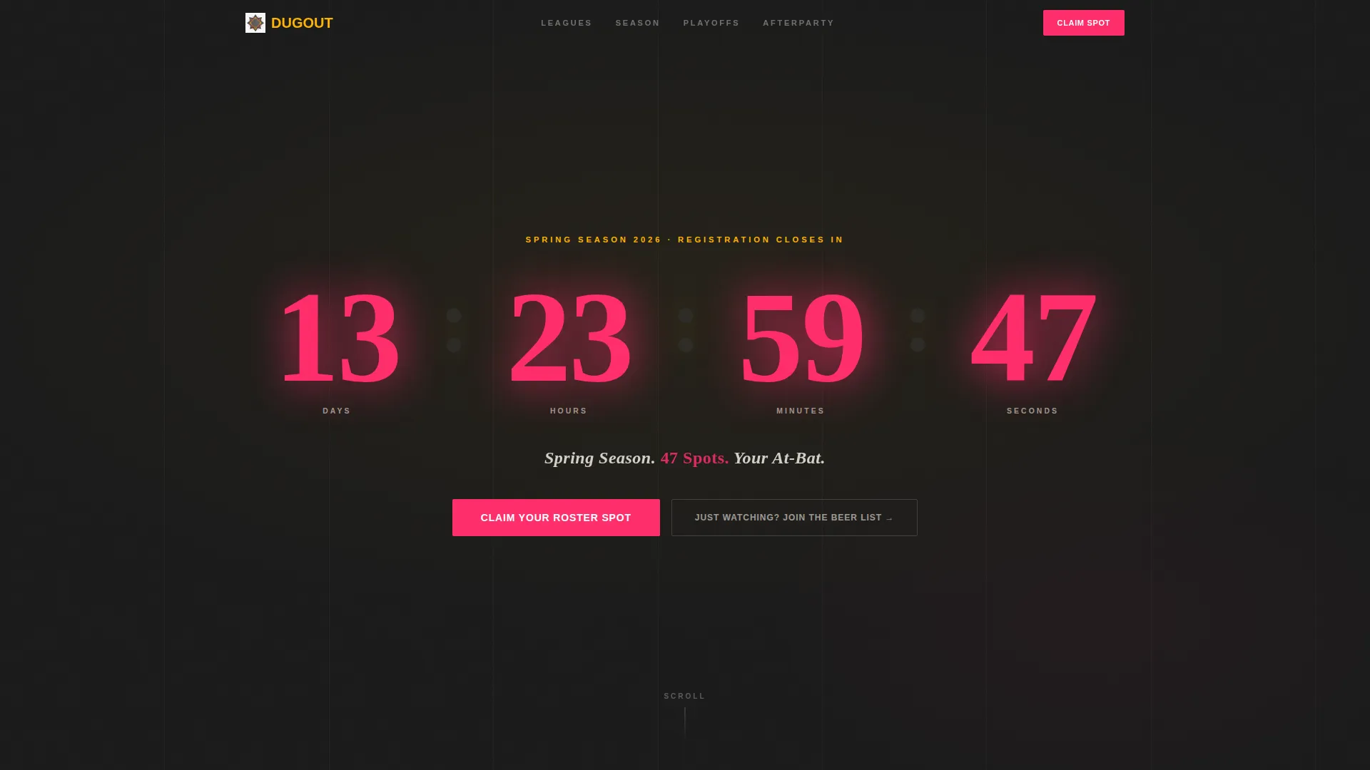 Baseball Recreational League Landing Page Template