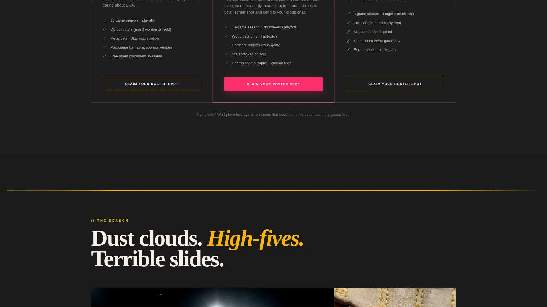 Baseball Recreational League Landing Page Template