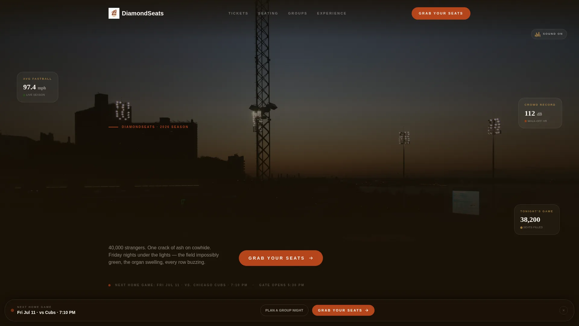 Baseball Stadium Landing Page Template