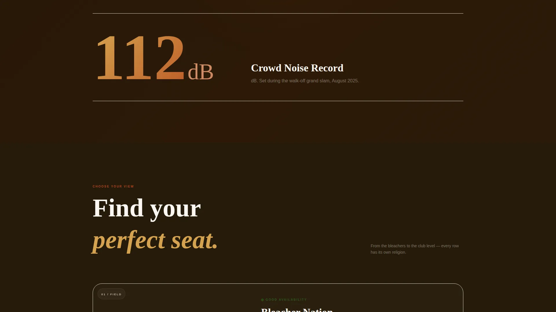 Baseball Stadium Landing Page Template