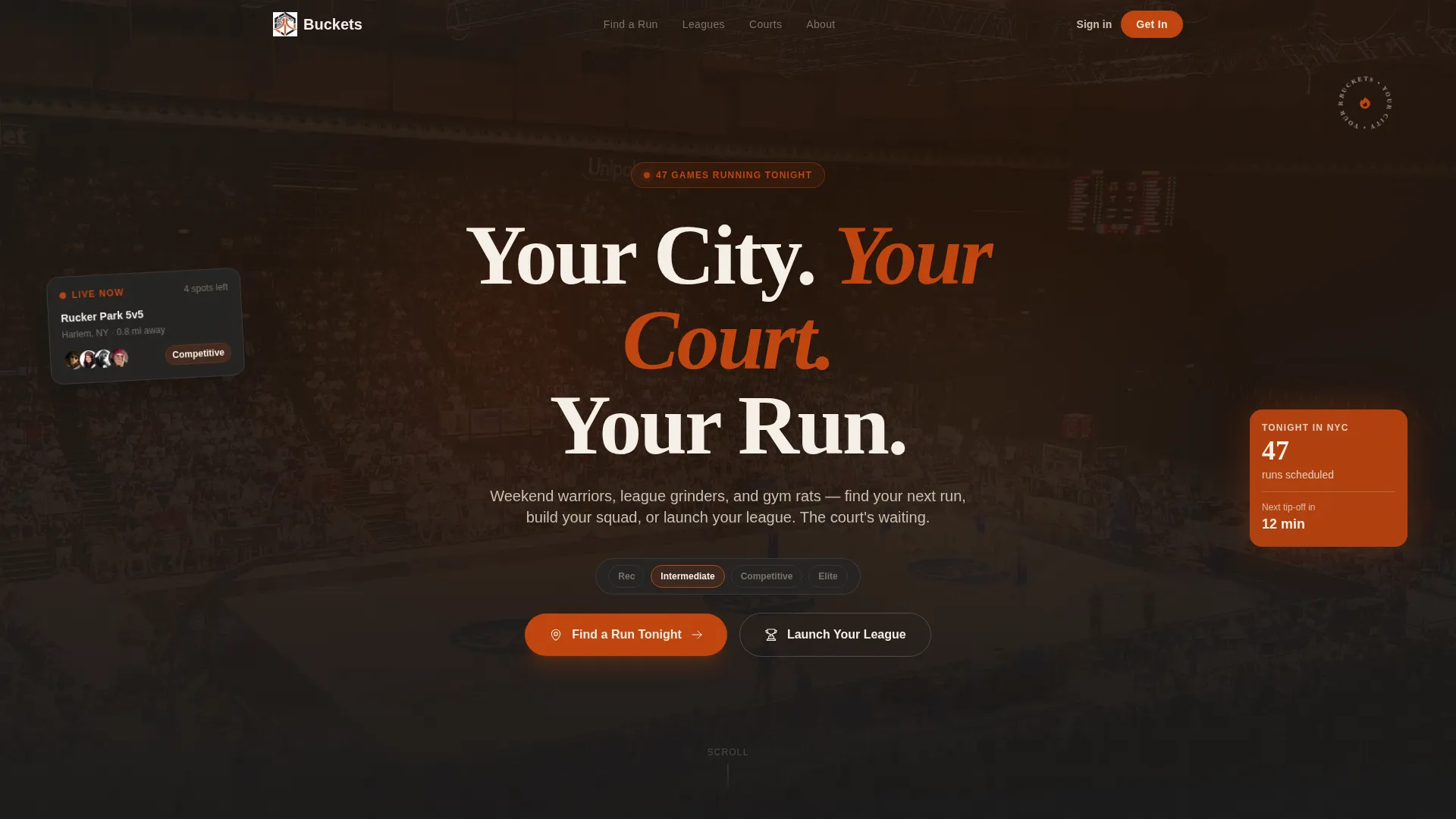 Recreational Basketball League & Court Booking Website Template