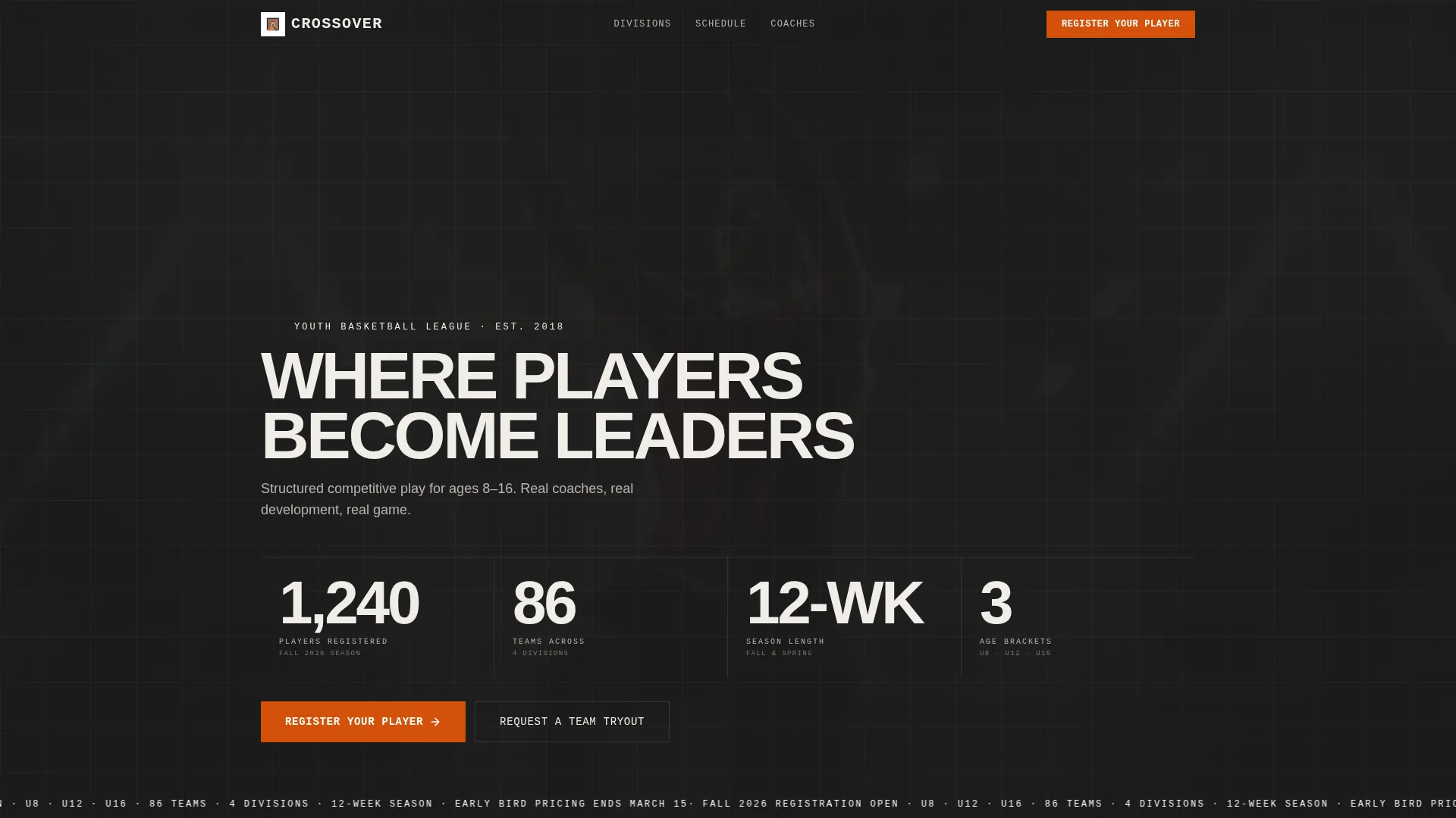 Youth Basketball League Registration Website Template
