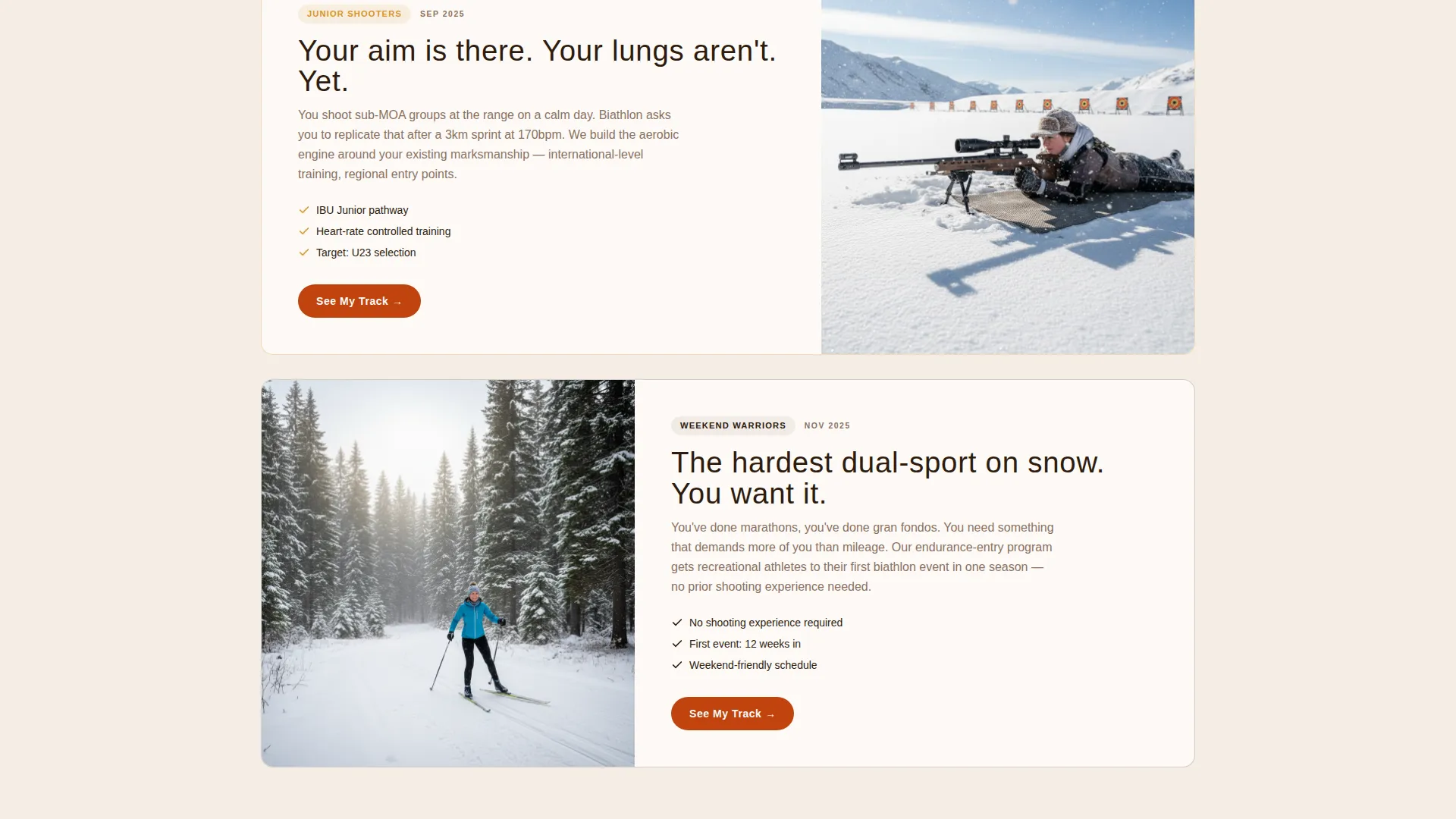 Biathlon Academy Landing Page Template