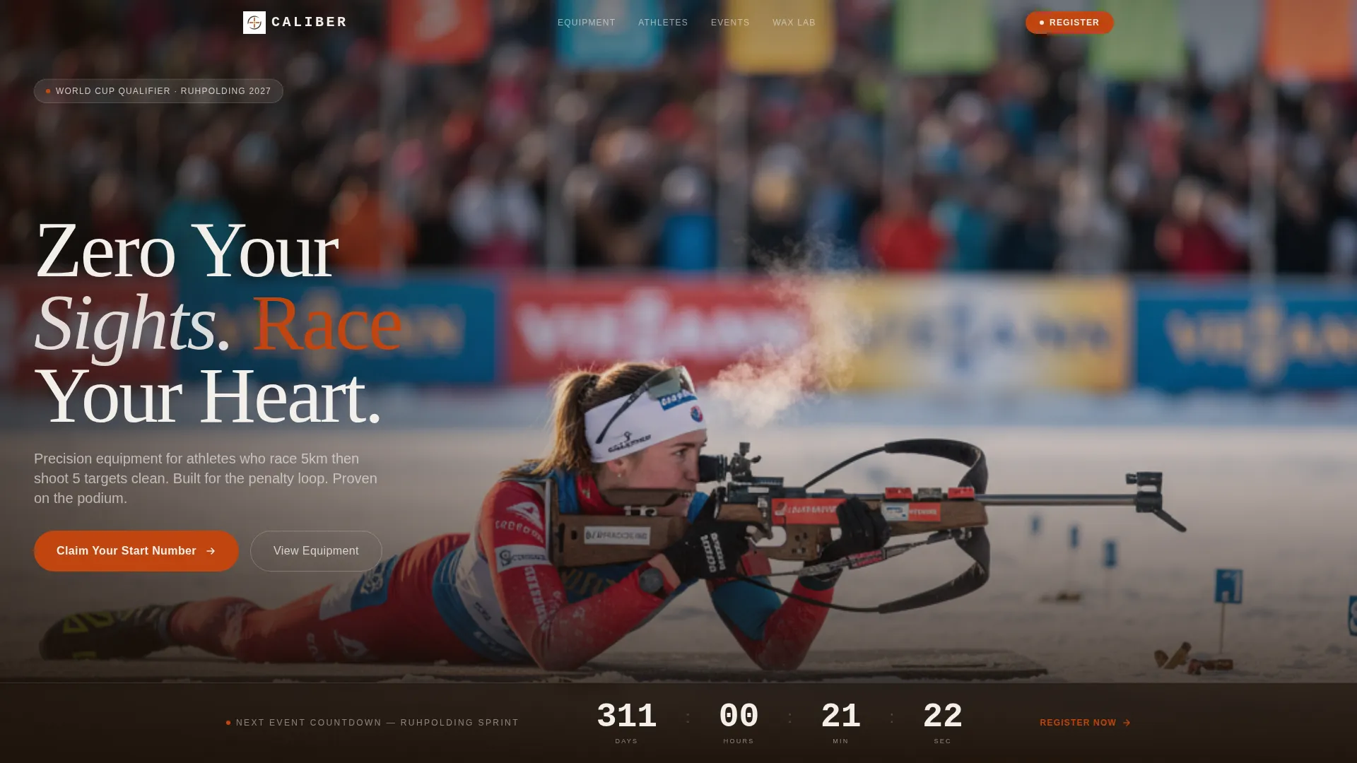 Biathlon Landing Page Template - Bento Grid Event Design