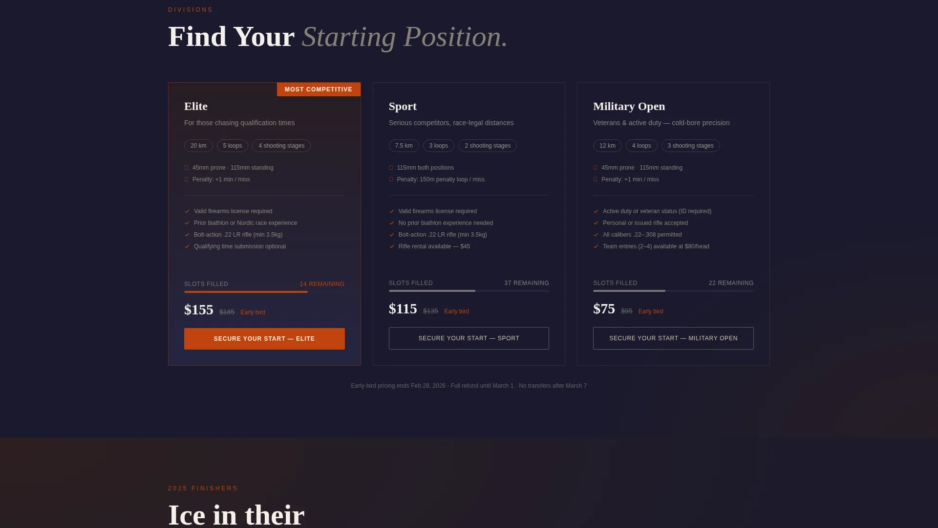 Biathlon Tournament Landing Page Template