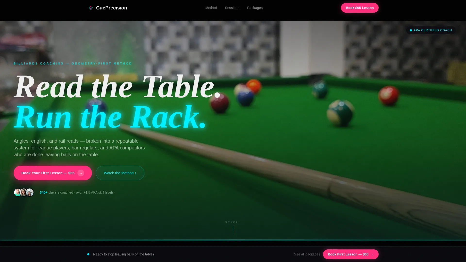 Billiards Coaching Landing Page Template