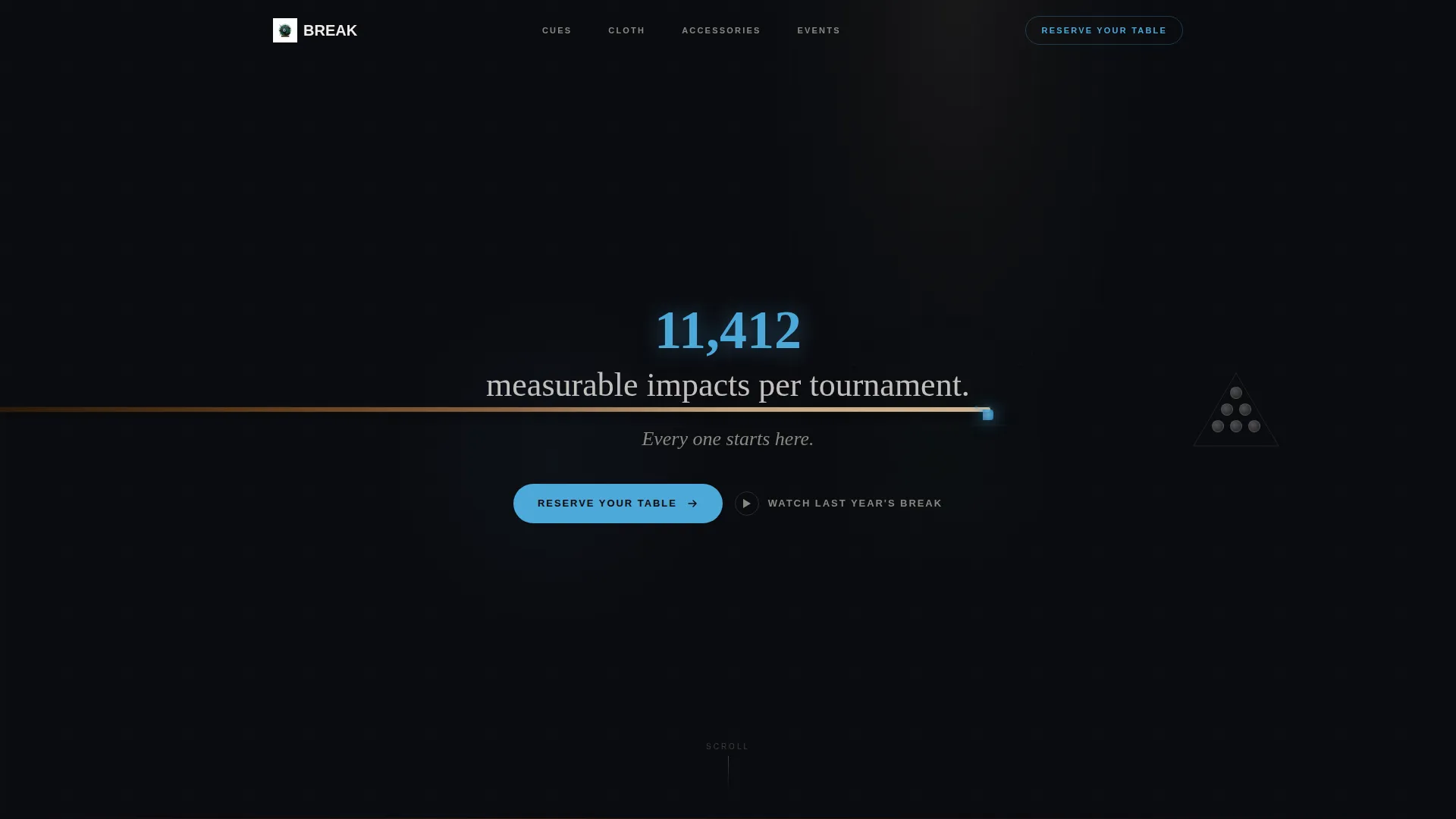 Billiards Landing Page Template - Stats-First Design