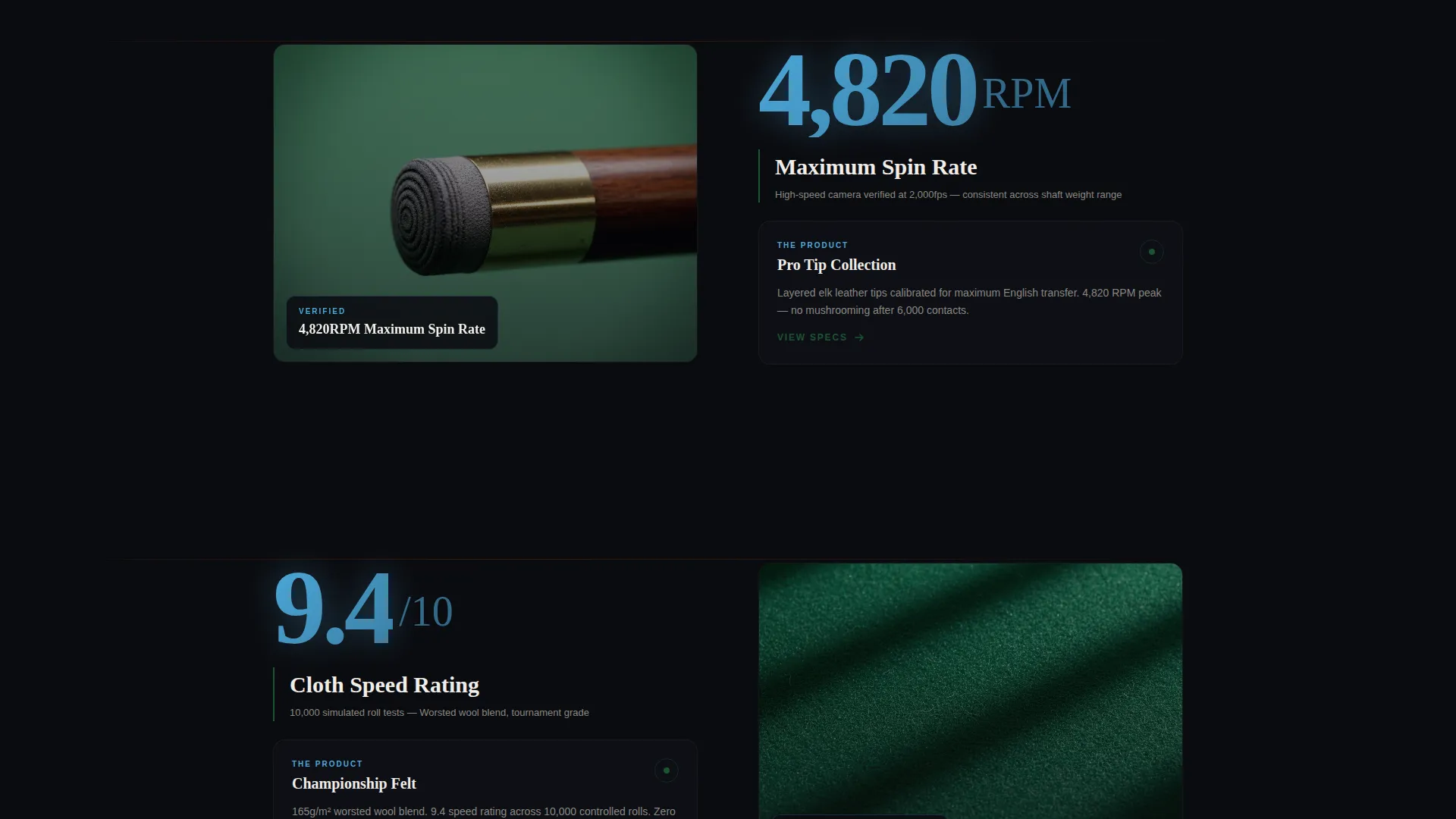 Billiards Landing Page Template - Stats-First Design