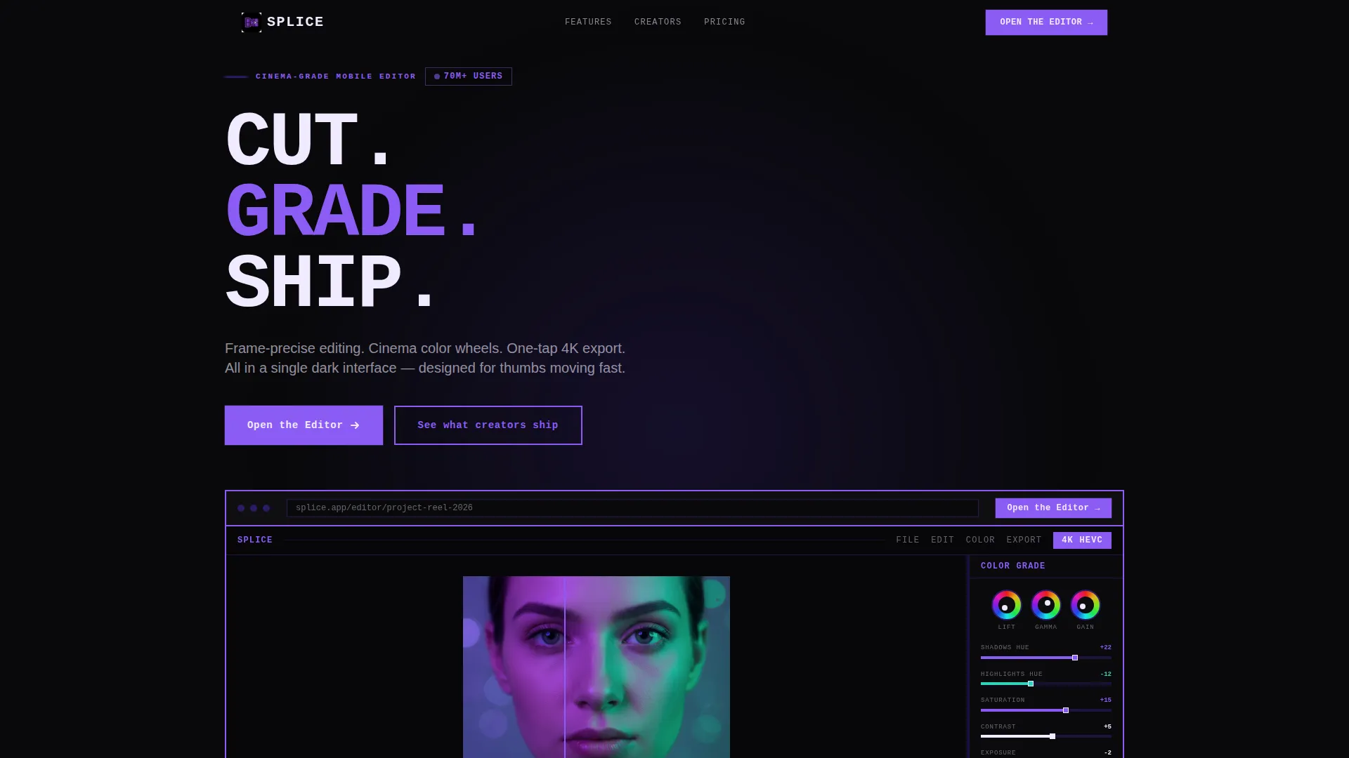 Bold Brutalist Video Editor App Landing Page Template