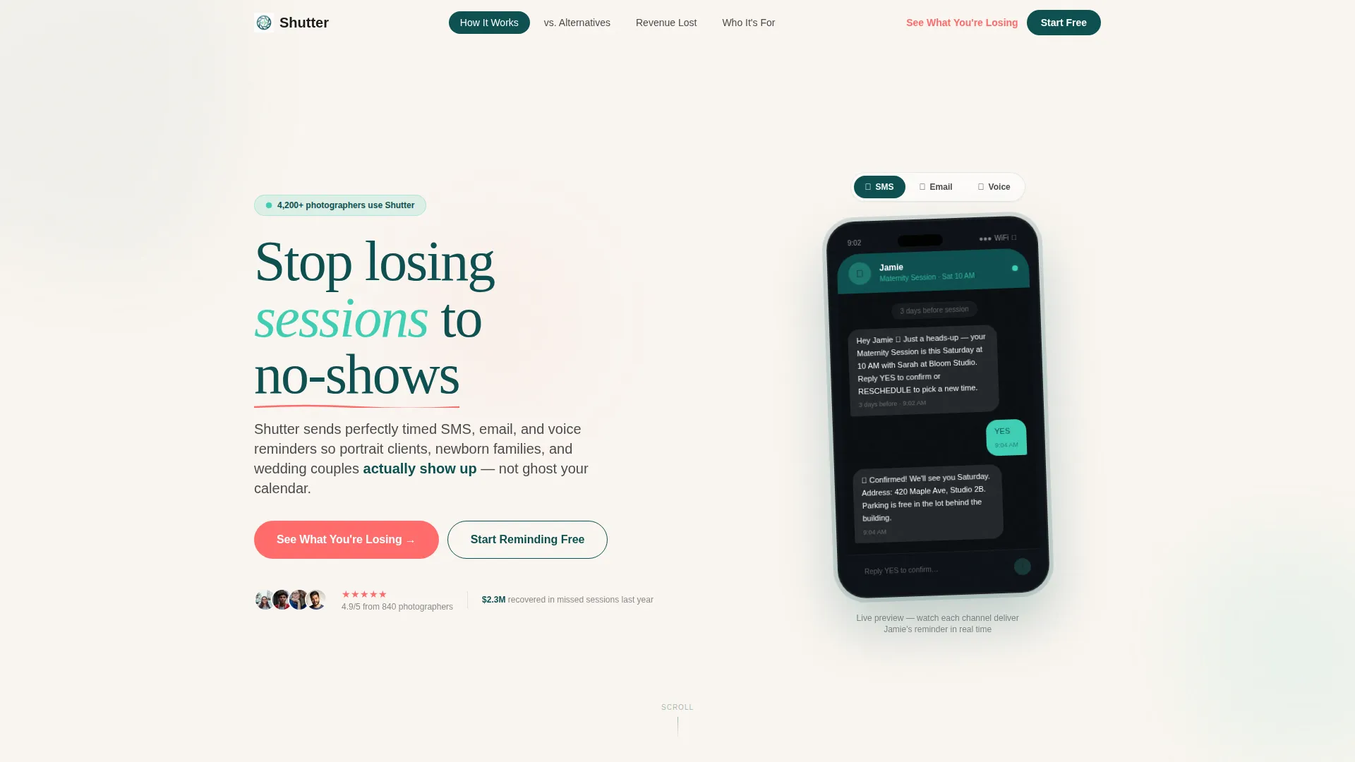 Photography Appointment Reminder Landing Page Template
