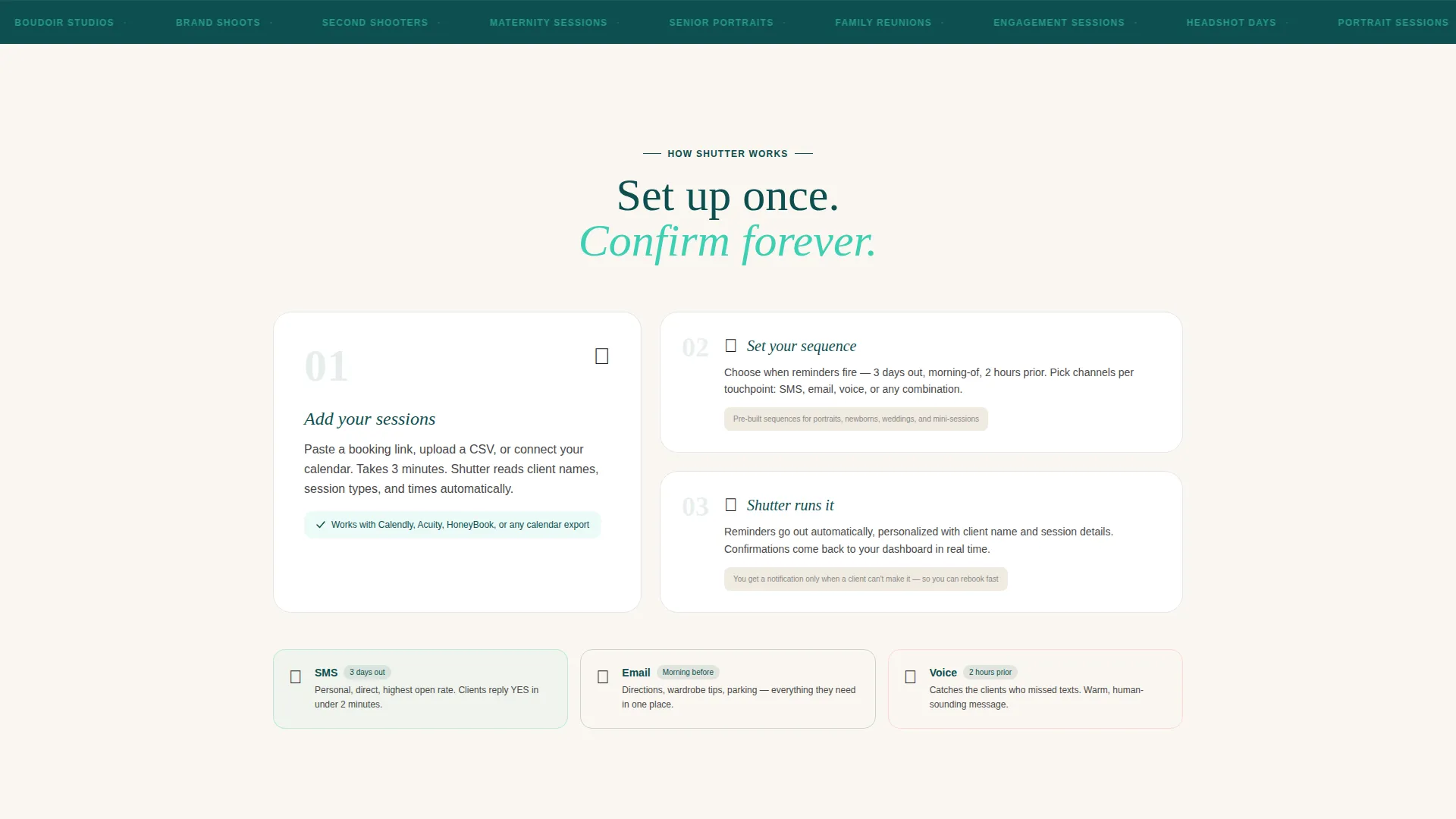 Photography Appointment Reminder Landing Page Template