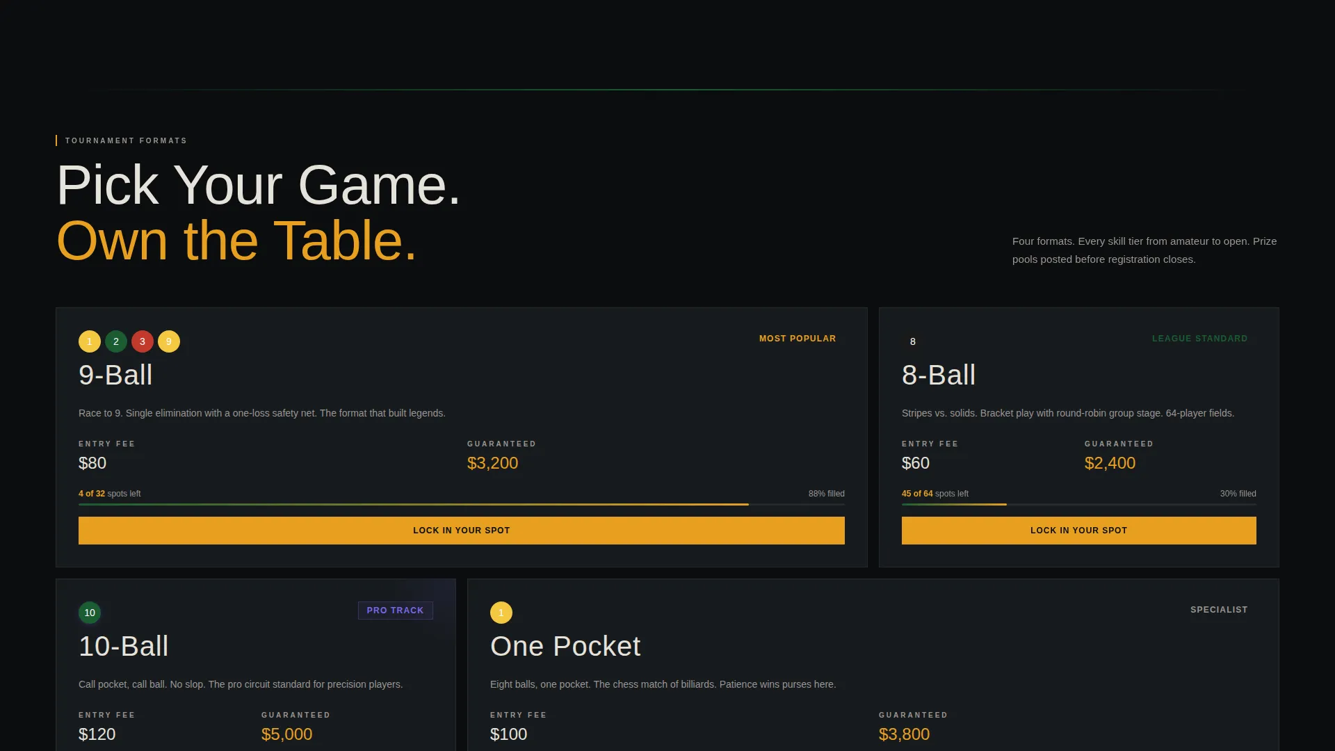 Billiards Professional Website Template