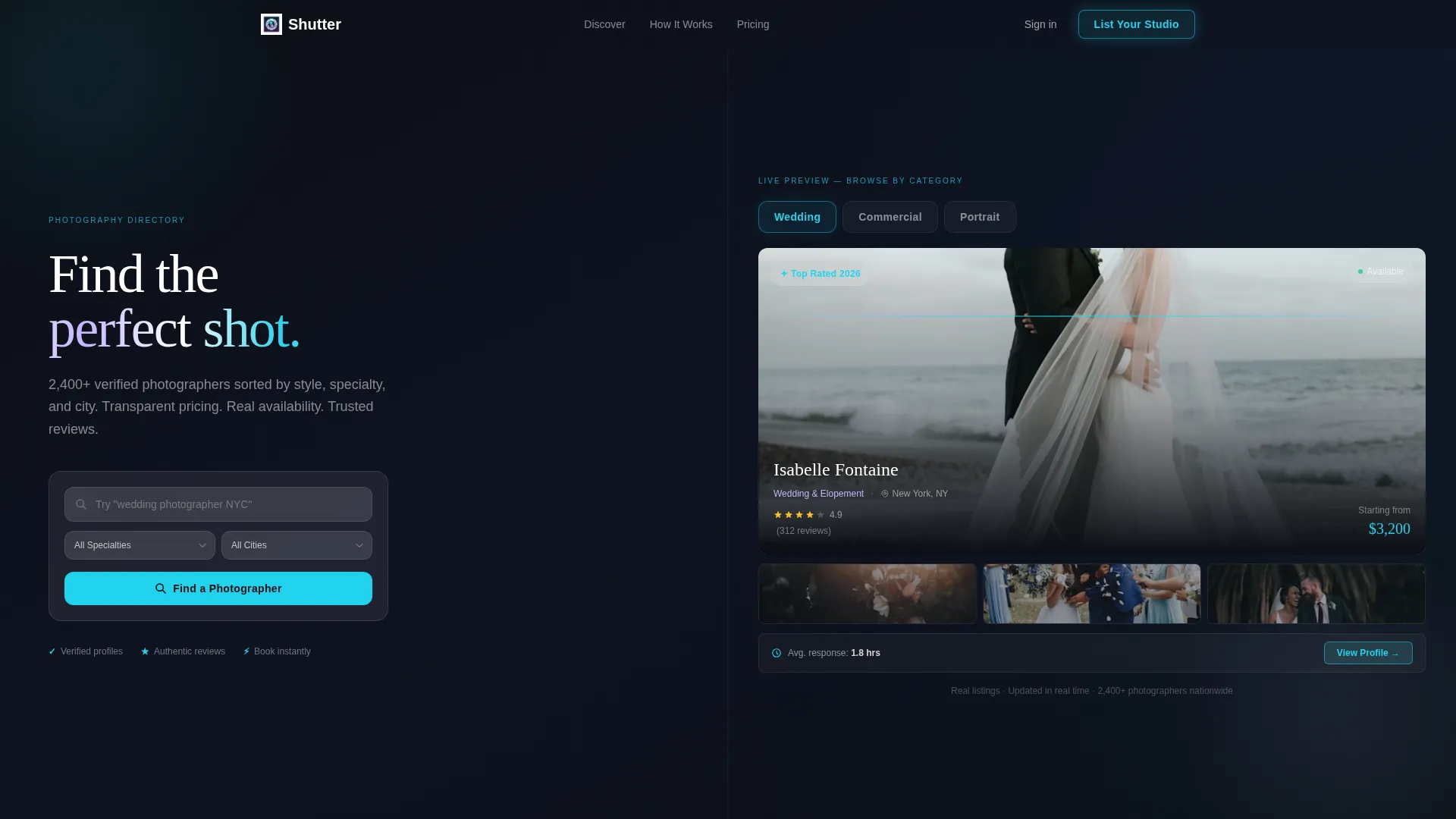 Photography Digital Presence Provider Directory Website Template