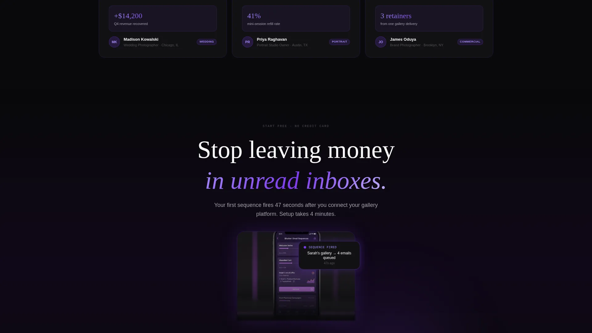 Photography Follow-Up Email Landing Page Template