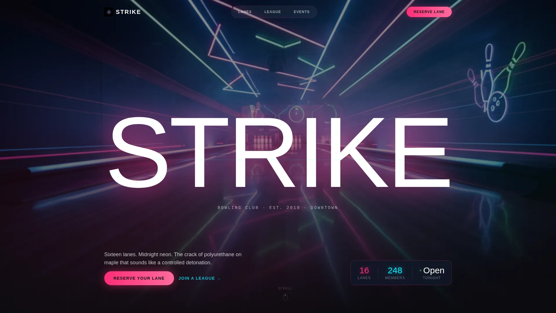 Electric Bowling Club Landing Page Template