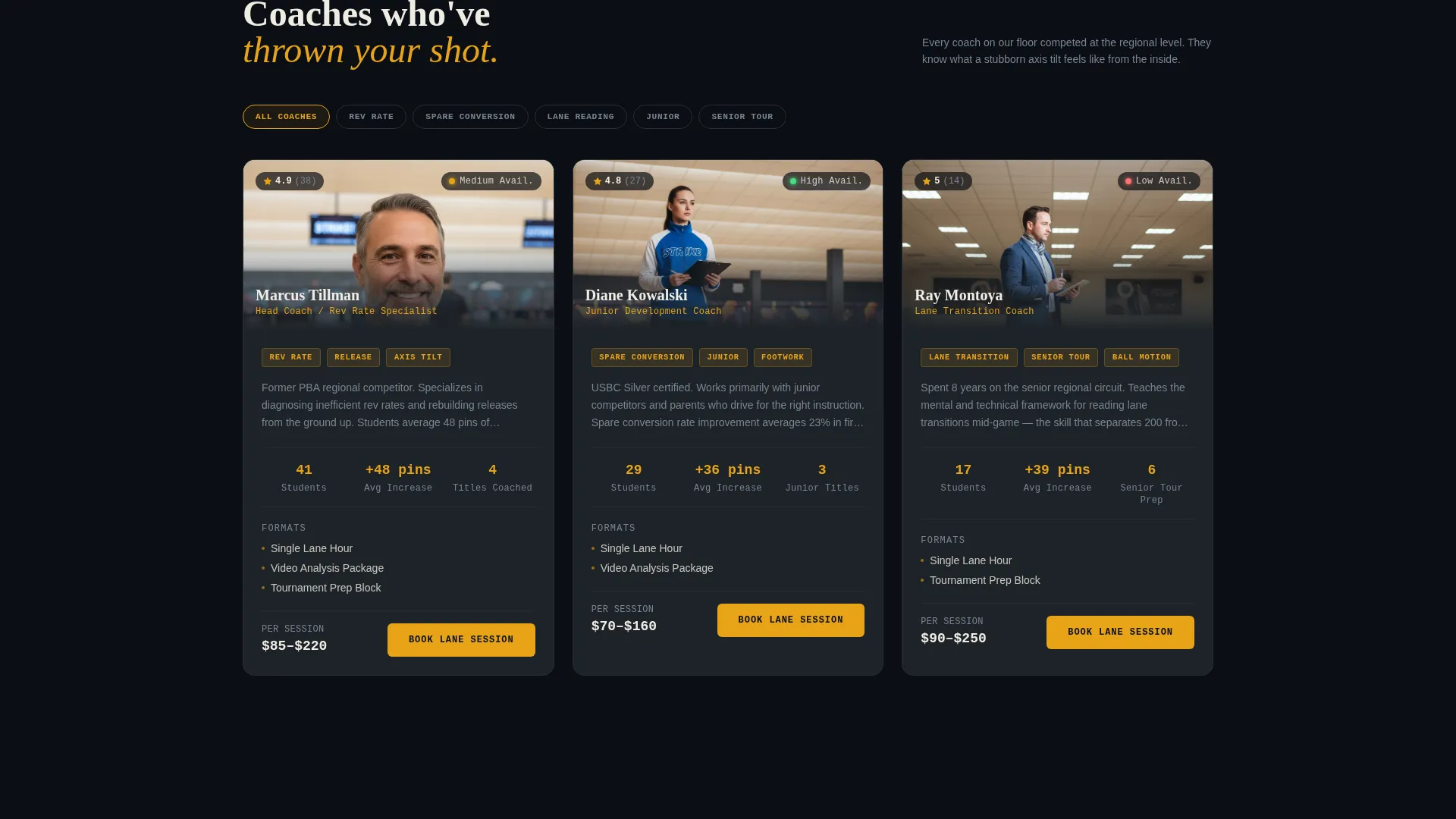 Bowling Coaching Landing Page Template