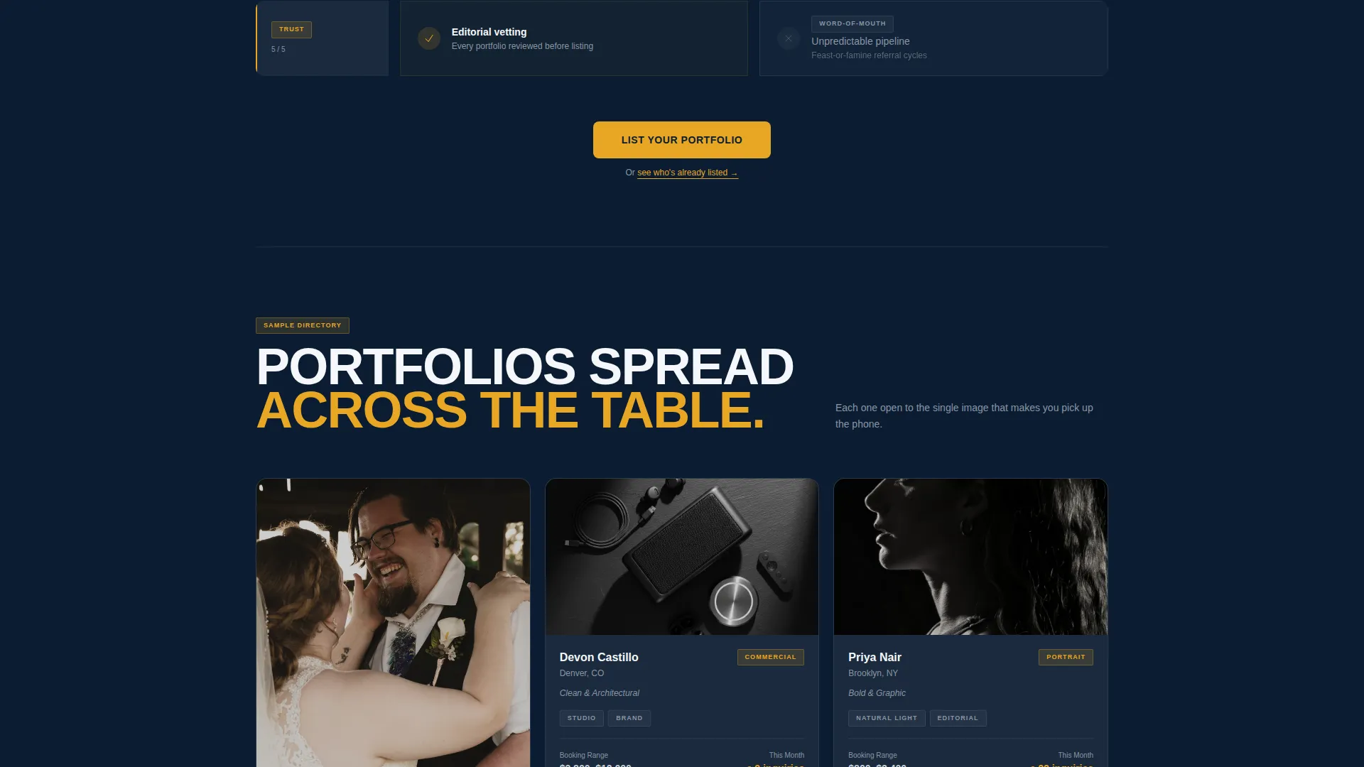 Inspiring Commercial Photography Landing Page Template