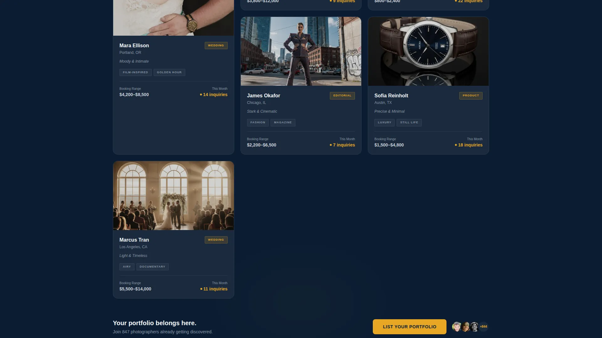 Inspiring Commercial Photography Landing Page Template