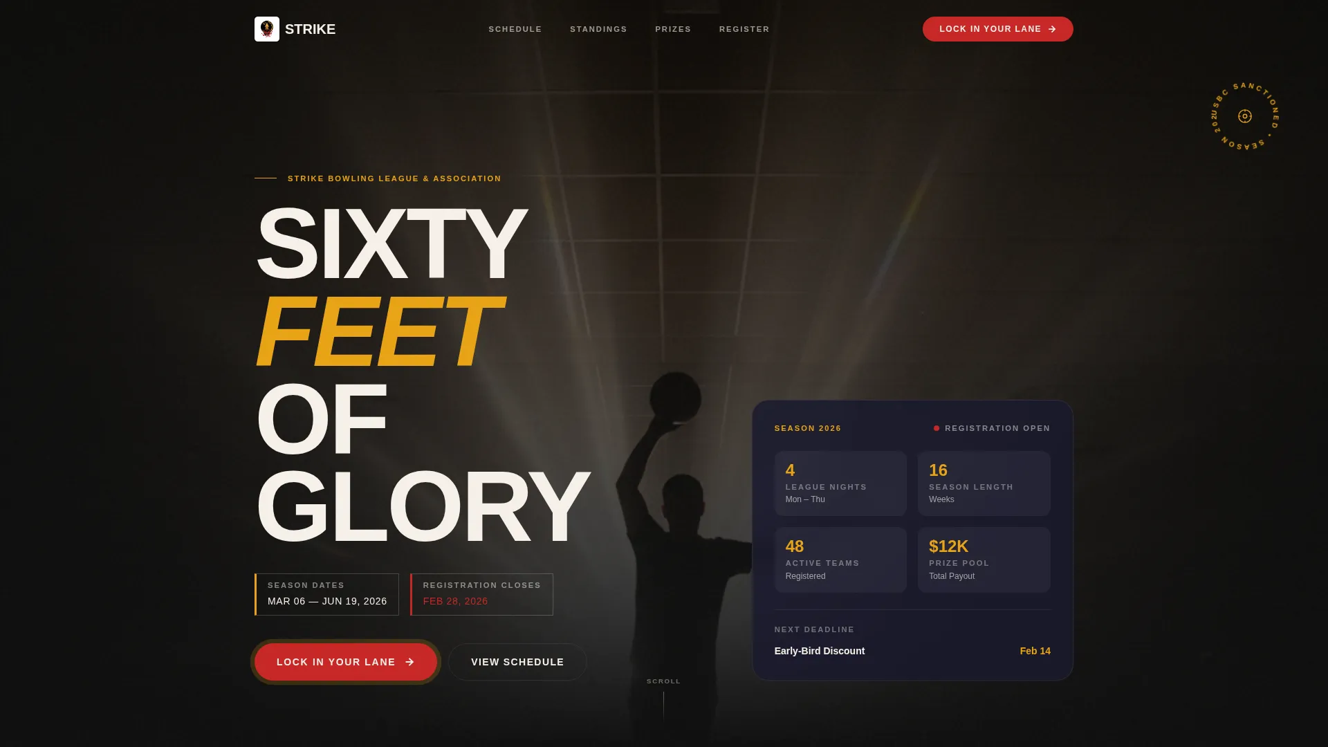 Thrilling Bowling Center Landing Page Template