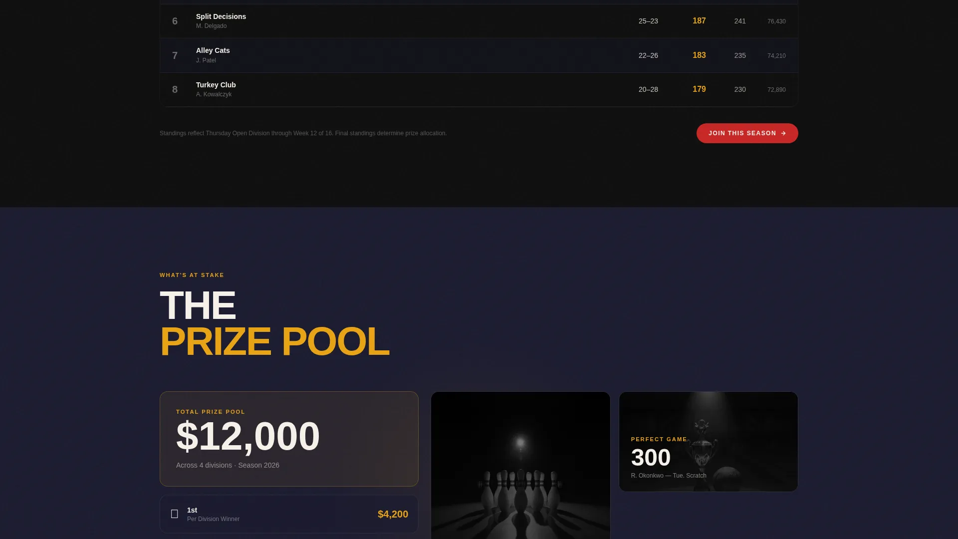Thrilling Bowling Center Landing Page Template